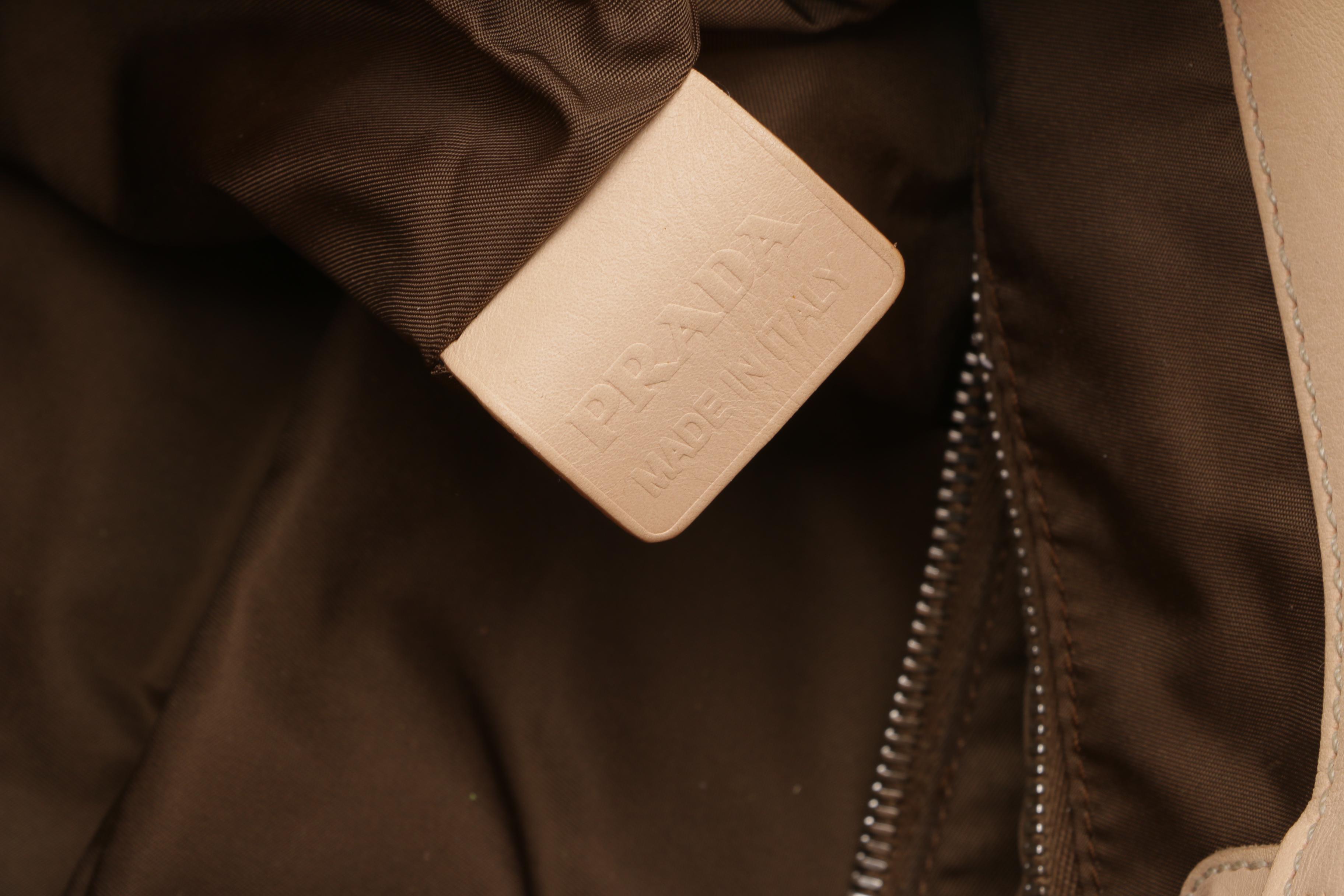 Prada Brown Nylon Logo Shoulder Bag