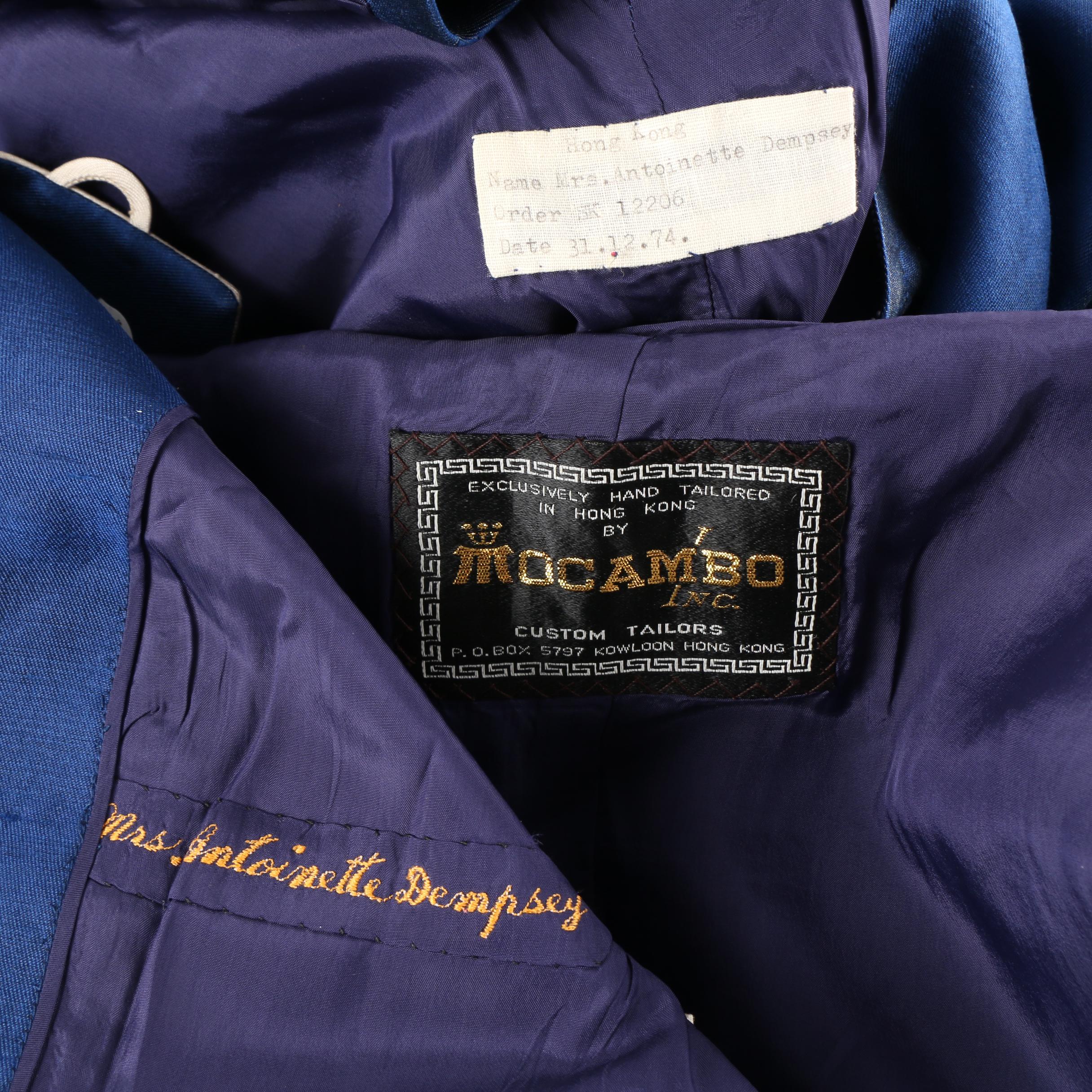 Vintage Mocambo, Inc. Blue and Off-White Silk Mod Dress Suit