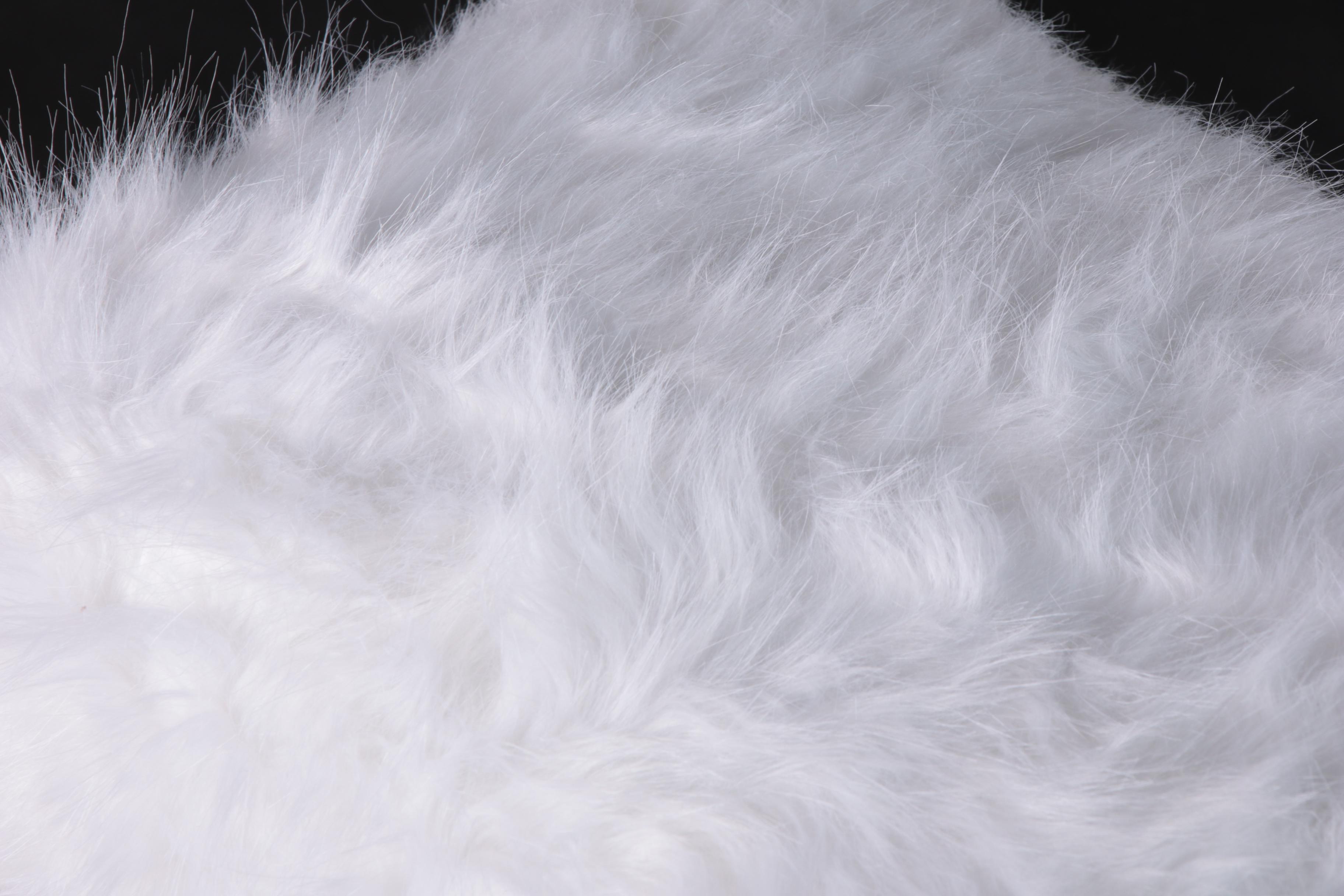 Danish Modern Style "Beauvoir" Faux Fur and Metal Lounge Chair & Ottoman, 21st C