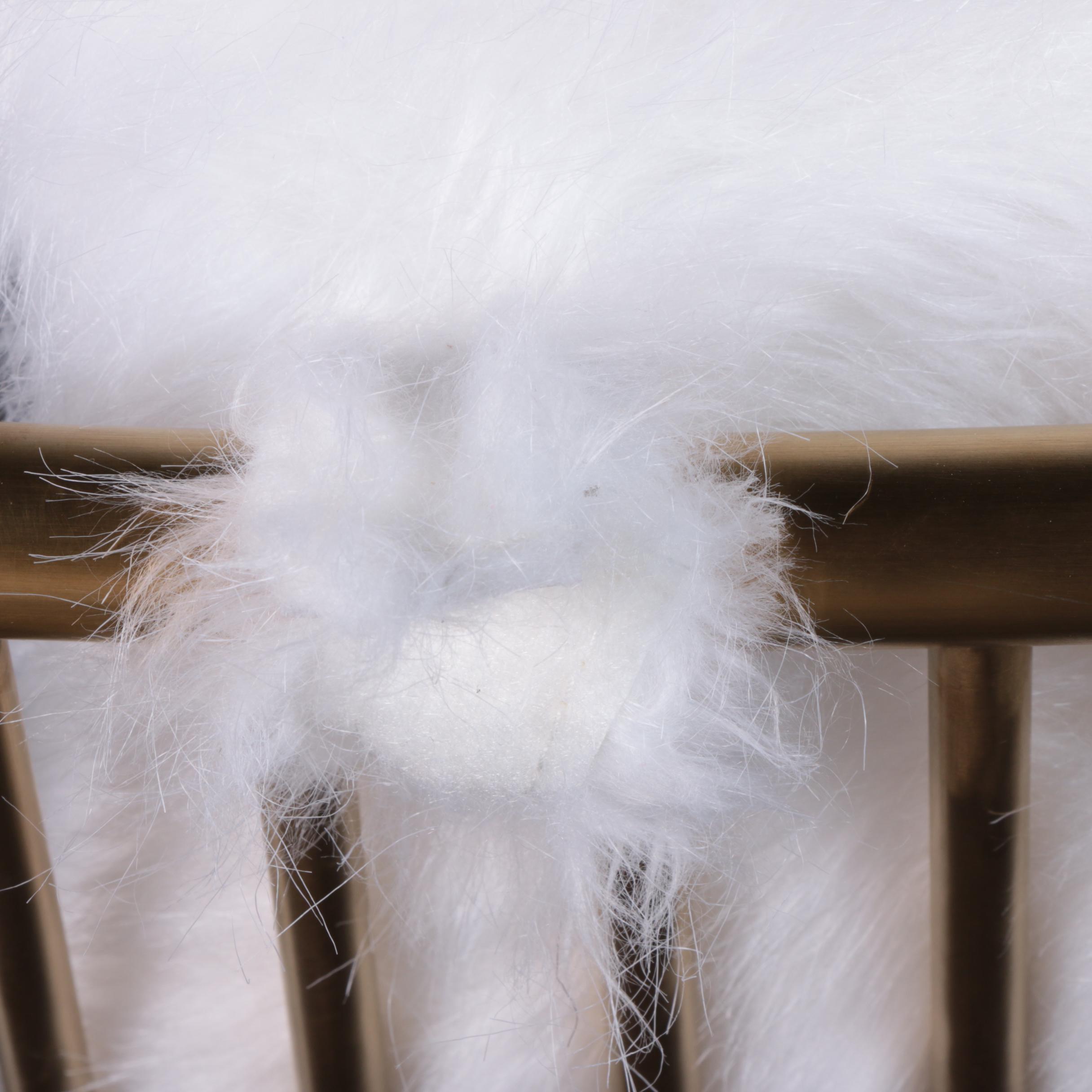 Danish Modern Style "Beauvoir" Faux Fur and Metal Lounge Chair & Ottoman, 21st C