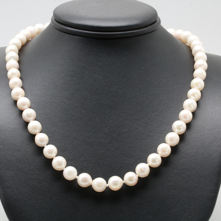 14K Yellow Gold Knotted Cultured Pearl Necklace