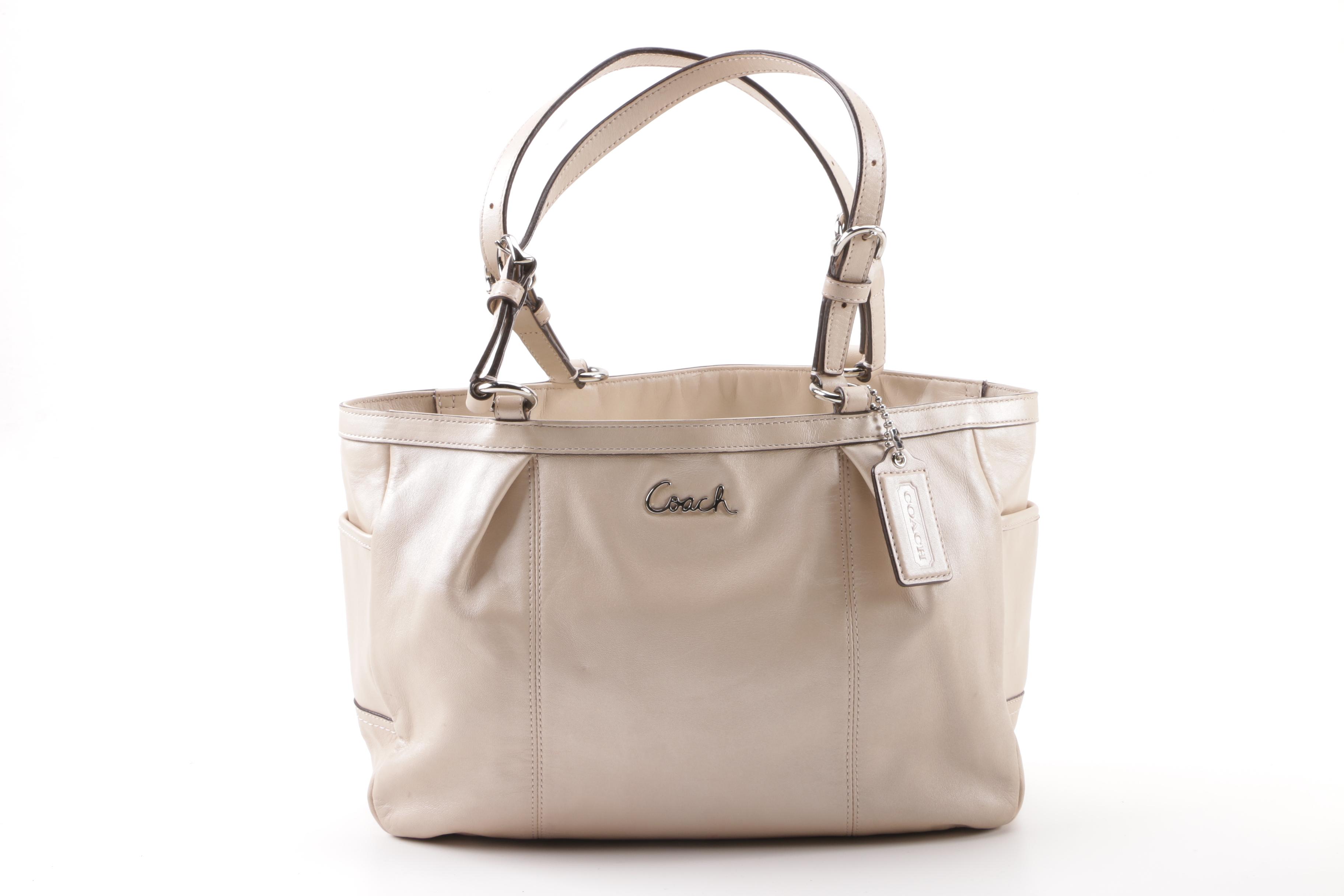 Coach Gallery Leather Tote and Signature Stripe Patent Leather Tote