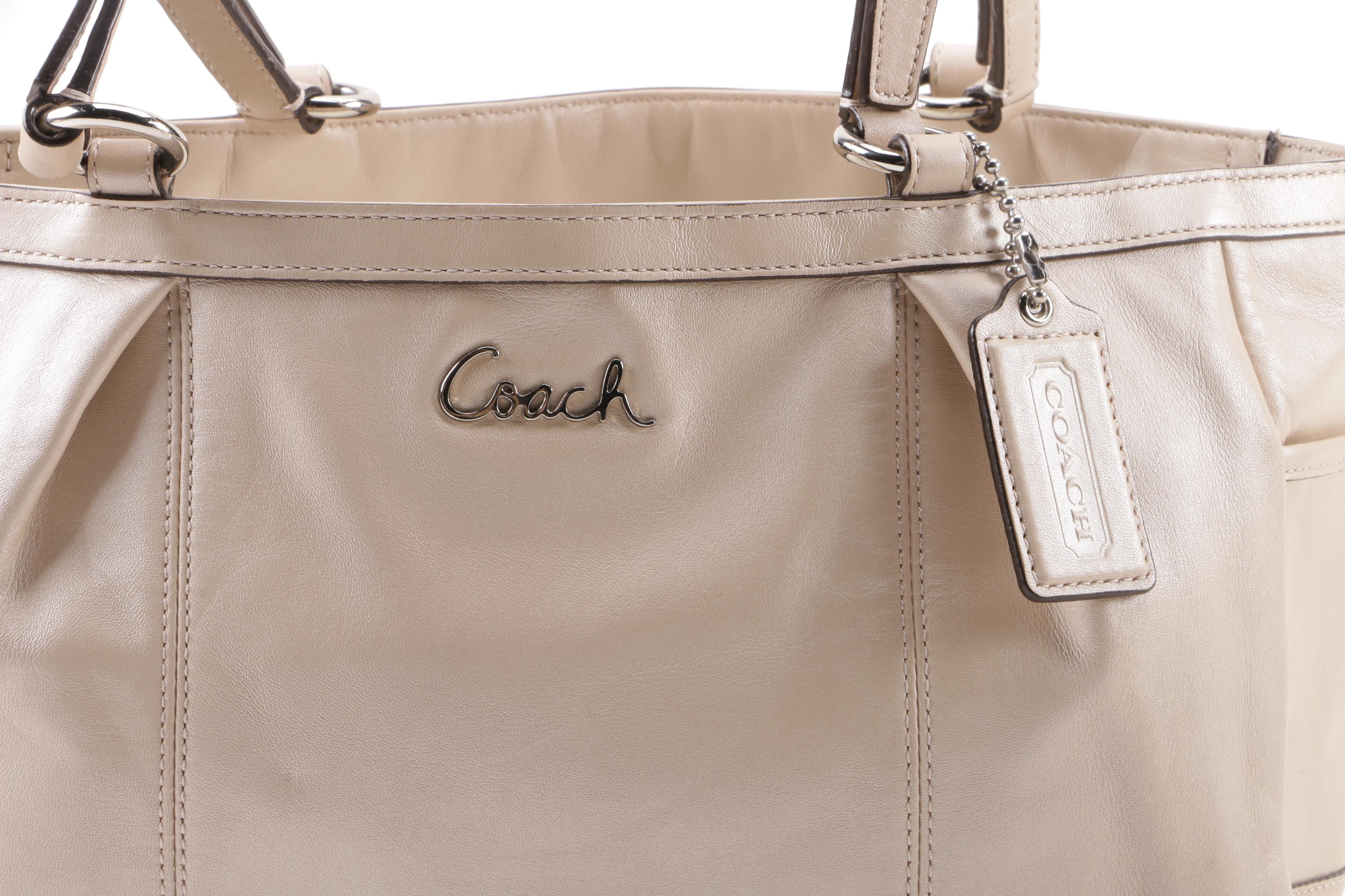 Coach Gallery Leather Tote and Signature Stripe Patent Leather Tote
