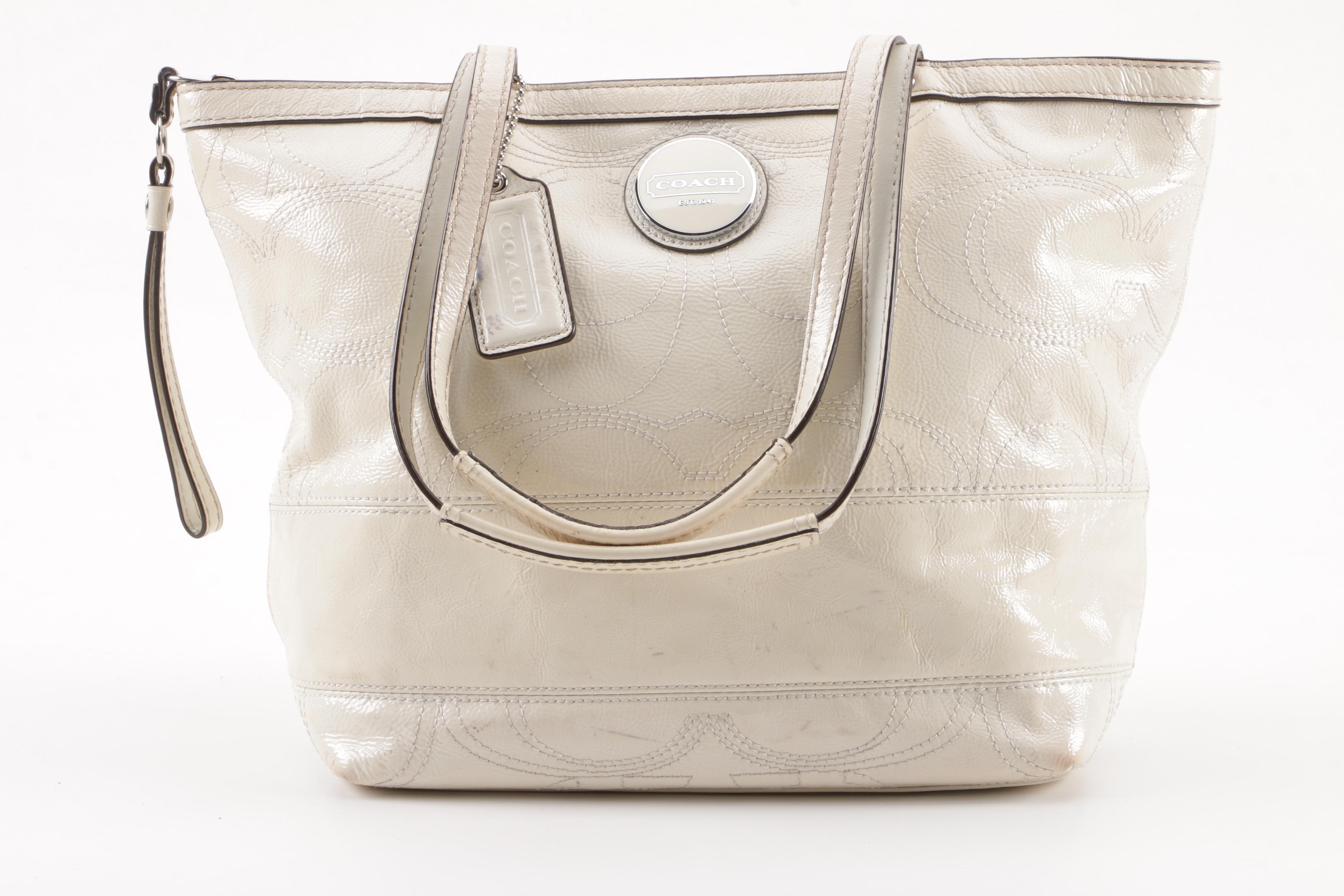 Coach Gallery Leather Tote and Signature Stripe Patent Leather Tote