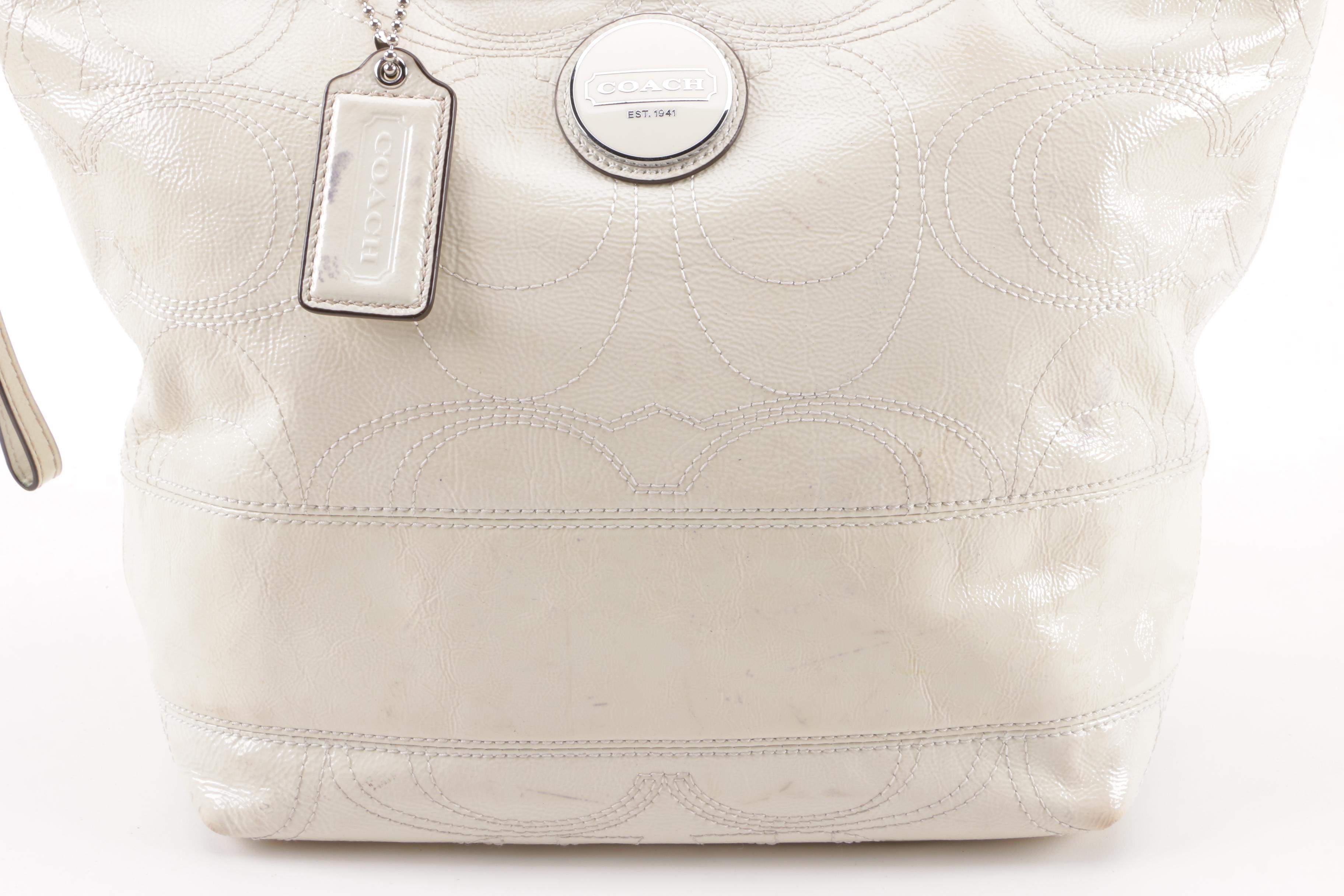 Coach Gallery Leather Tote and Signature Stripe Patent Leather Tote