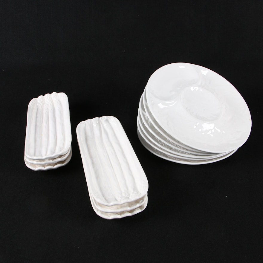 Ceramic Crudités Plates with Asparagus Trays