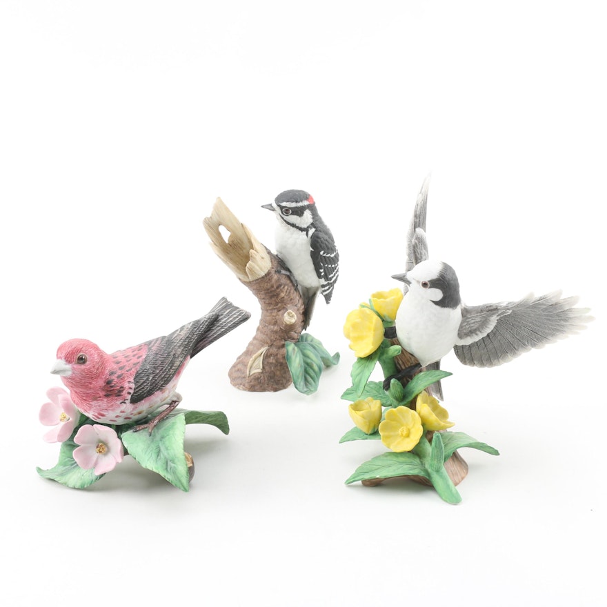 Lenox Hand-Painted Porcelain Bird Figurines featuring "Purple Finch"