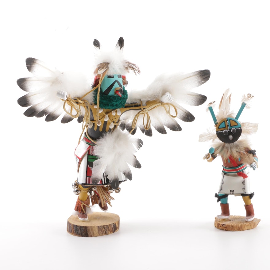 Navajo "Kwahu" and Hopi "Wupamo" Kachina Dolls