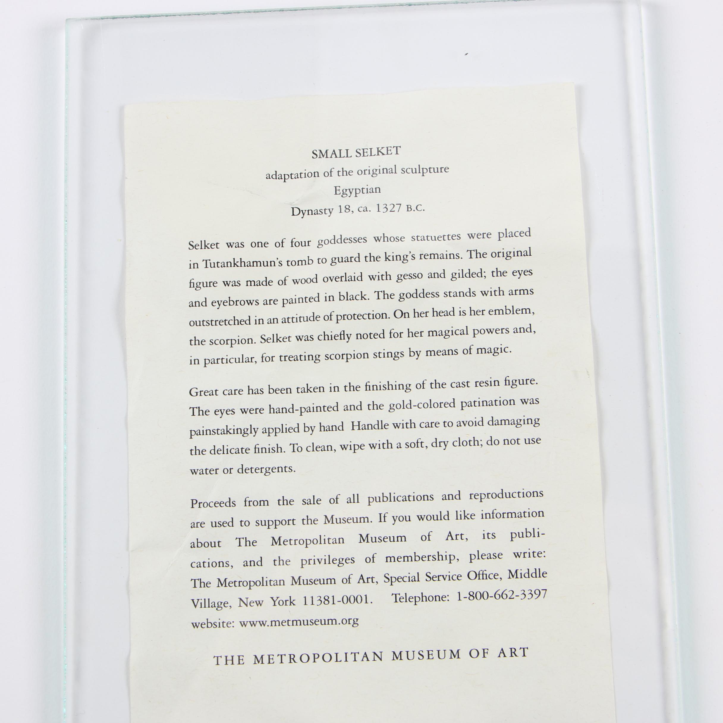 Metropolitan Museum of Art Replica "Selket" Cast Resin Sculpture