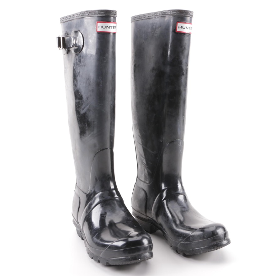 Women's Hunter Original Tall Gloss Black Rubber Rain Boots