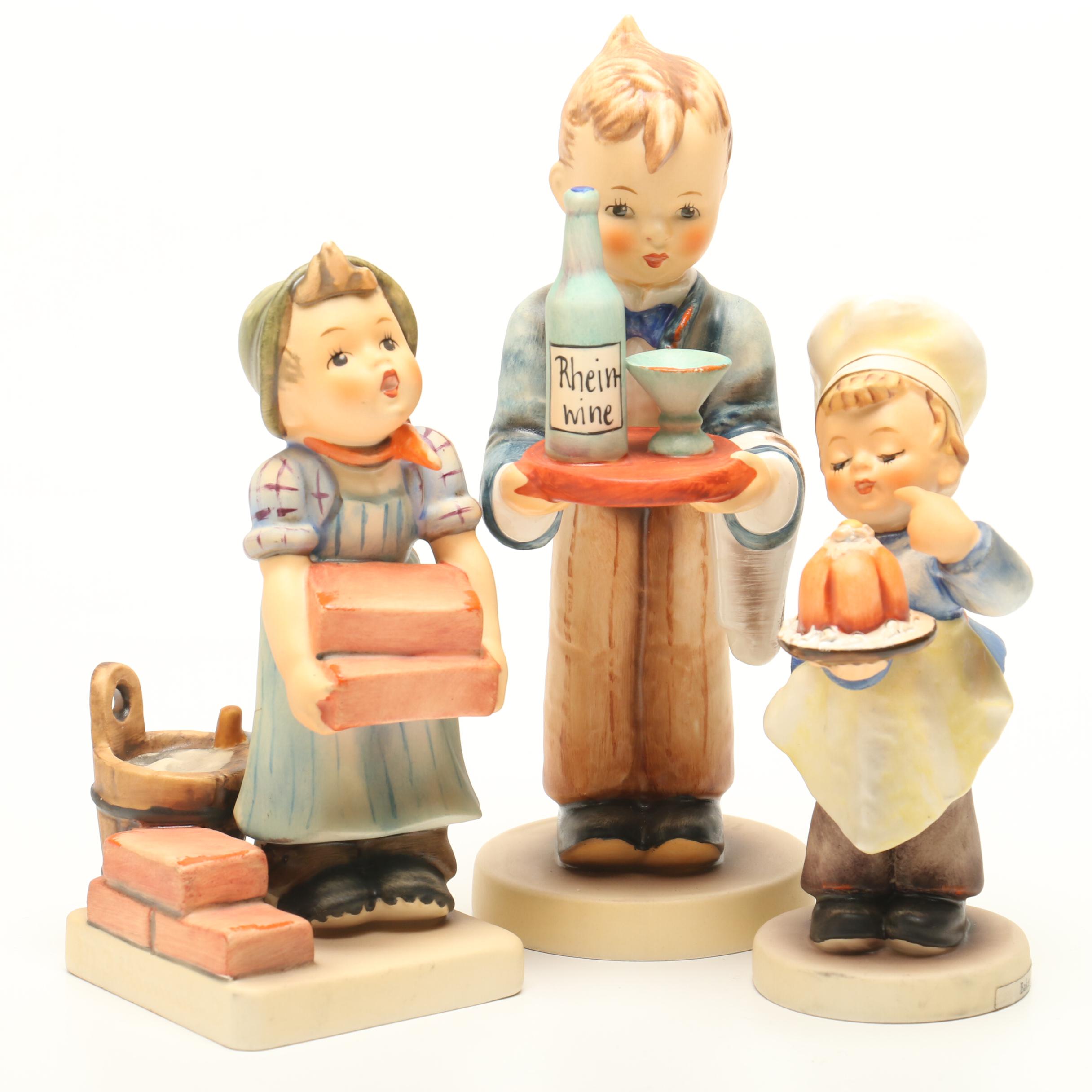 Goebel Hummel Figurines including "The Builder", "Baker" and "Waiter"