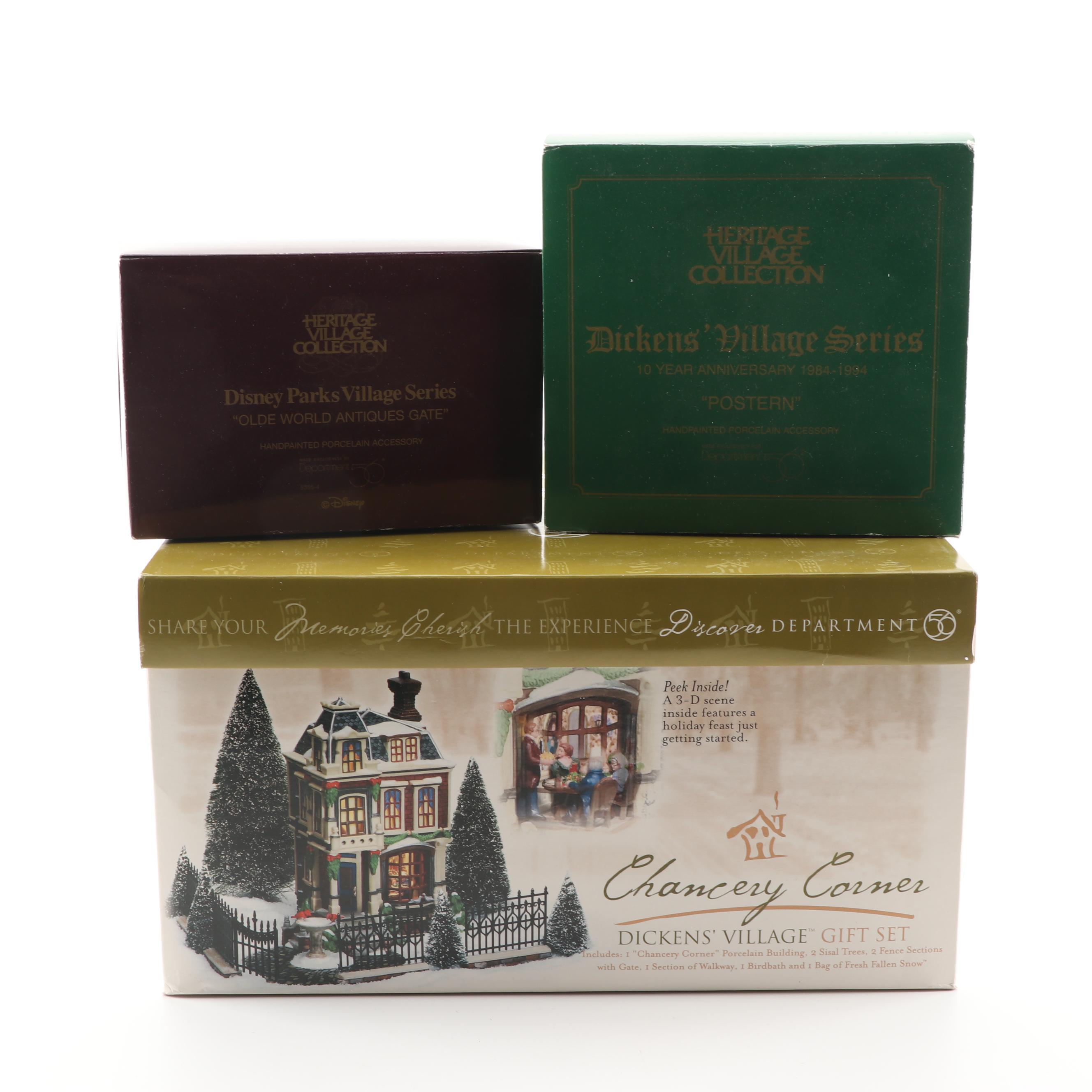 Department 56 Disney Parks Village and Dickens' Village Porcelain Buildings