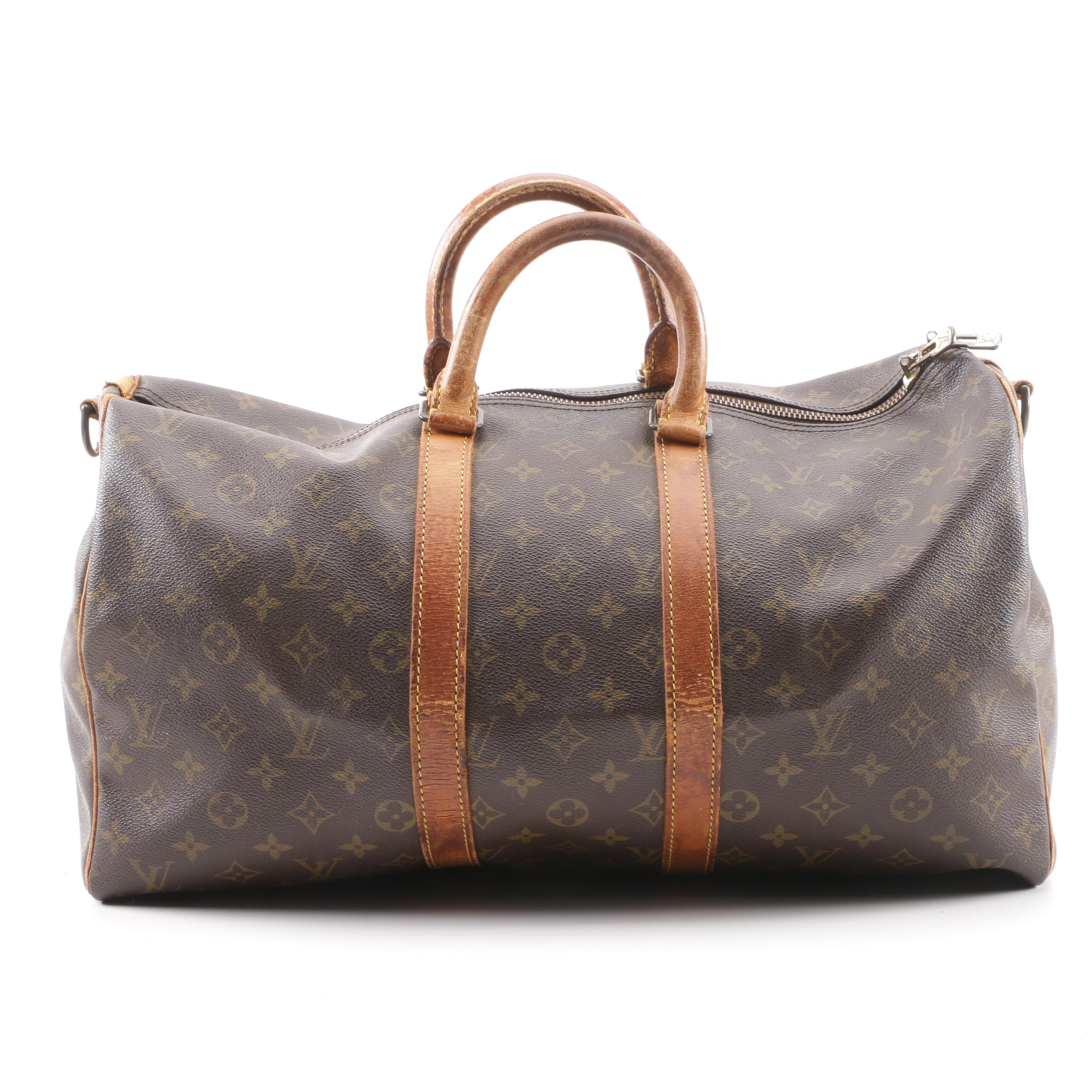 1988 Vintage Louis Vuitton Paris Monogram Canvas Keepall 45 Duffle