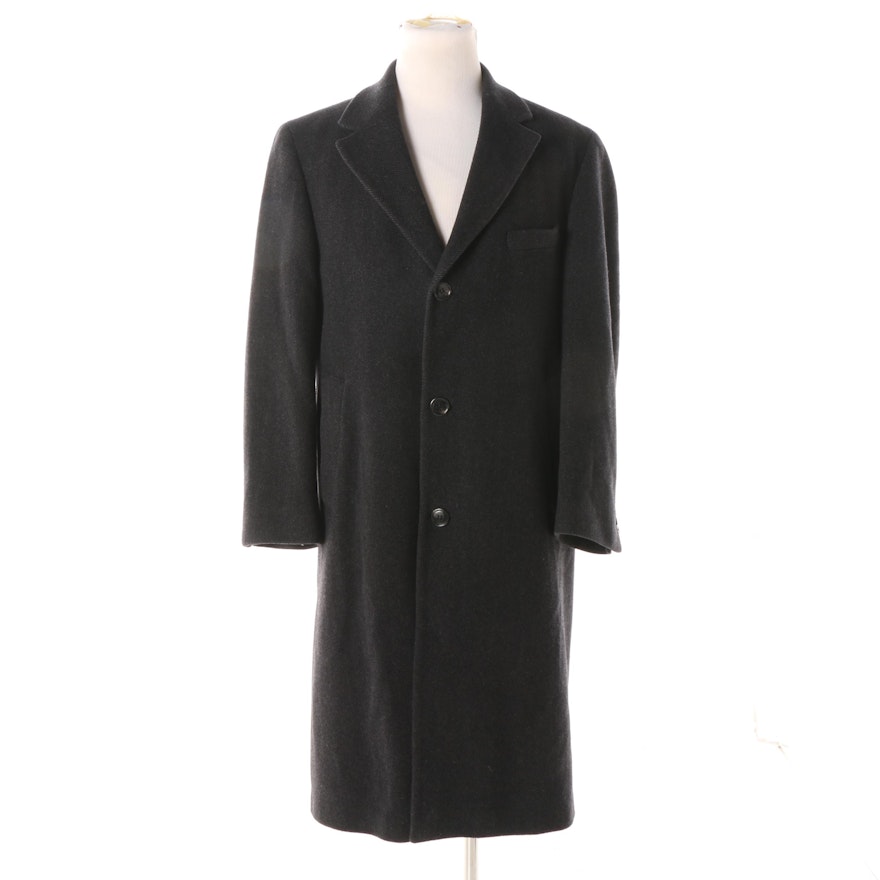 Men's Lauren Ralph Lauren Charcoal Grey Herringbone Cashmere and Wool Blend Coat