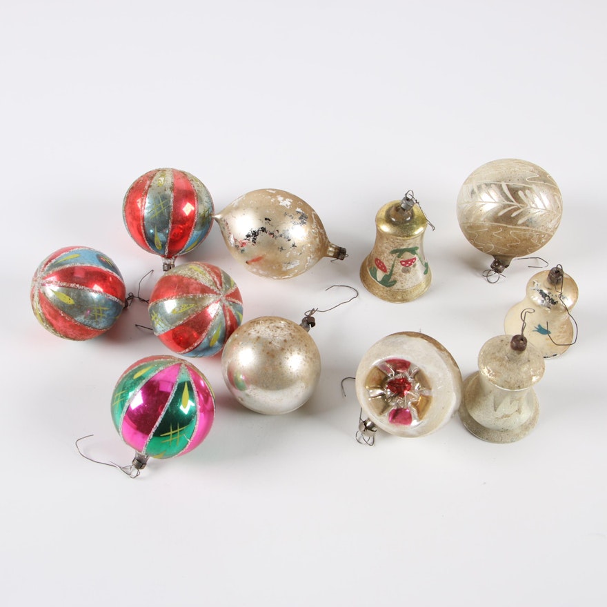 European Glass Christmas Ornaments, Mid-Century