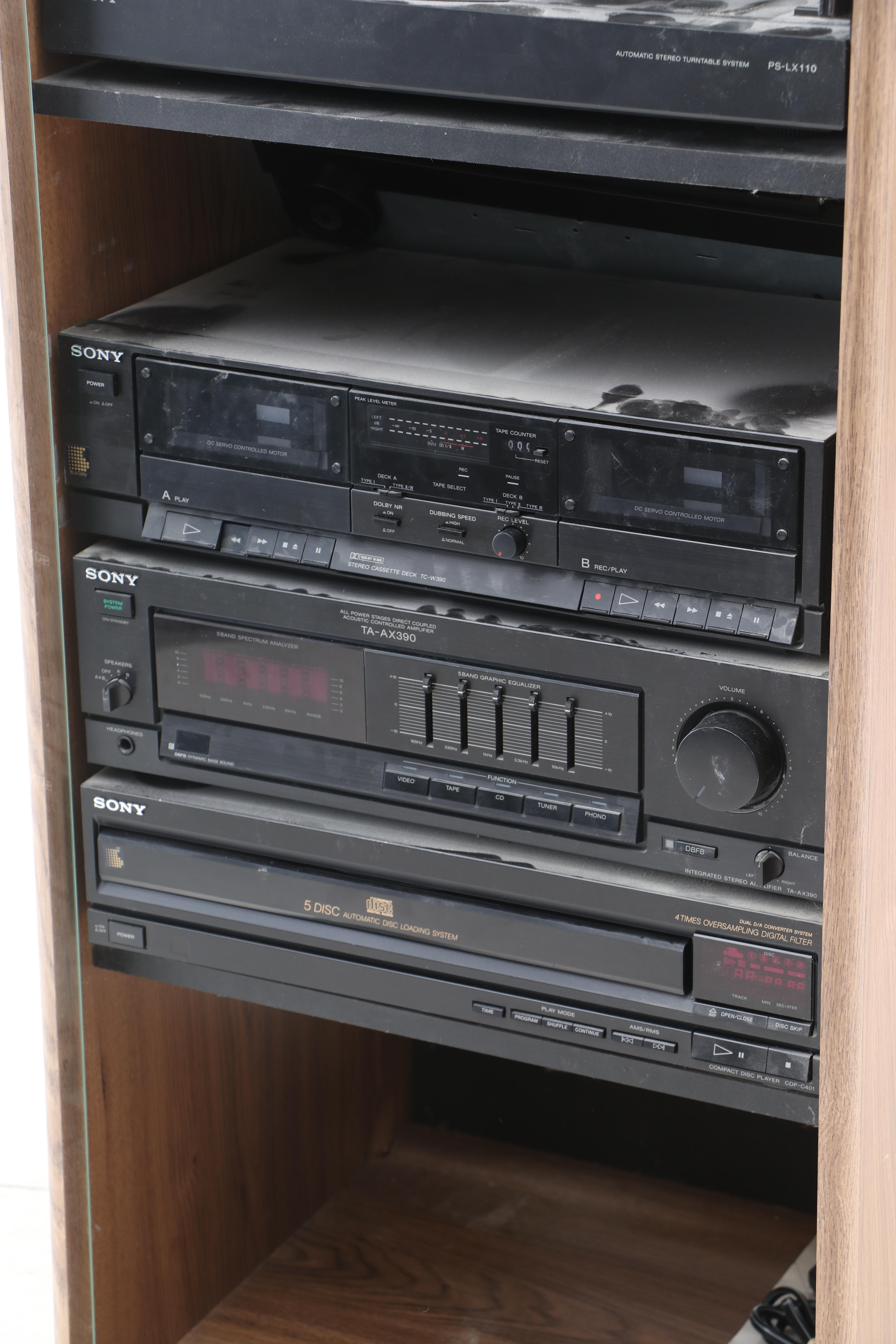 Sony Audio Rack System in Glass Front Cabinet
