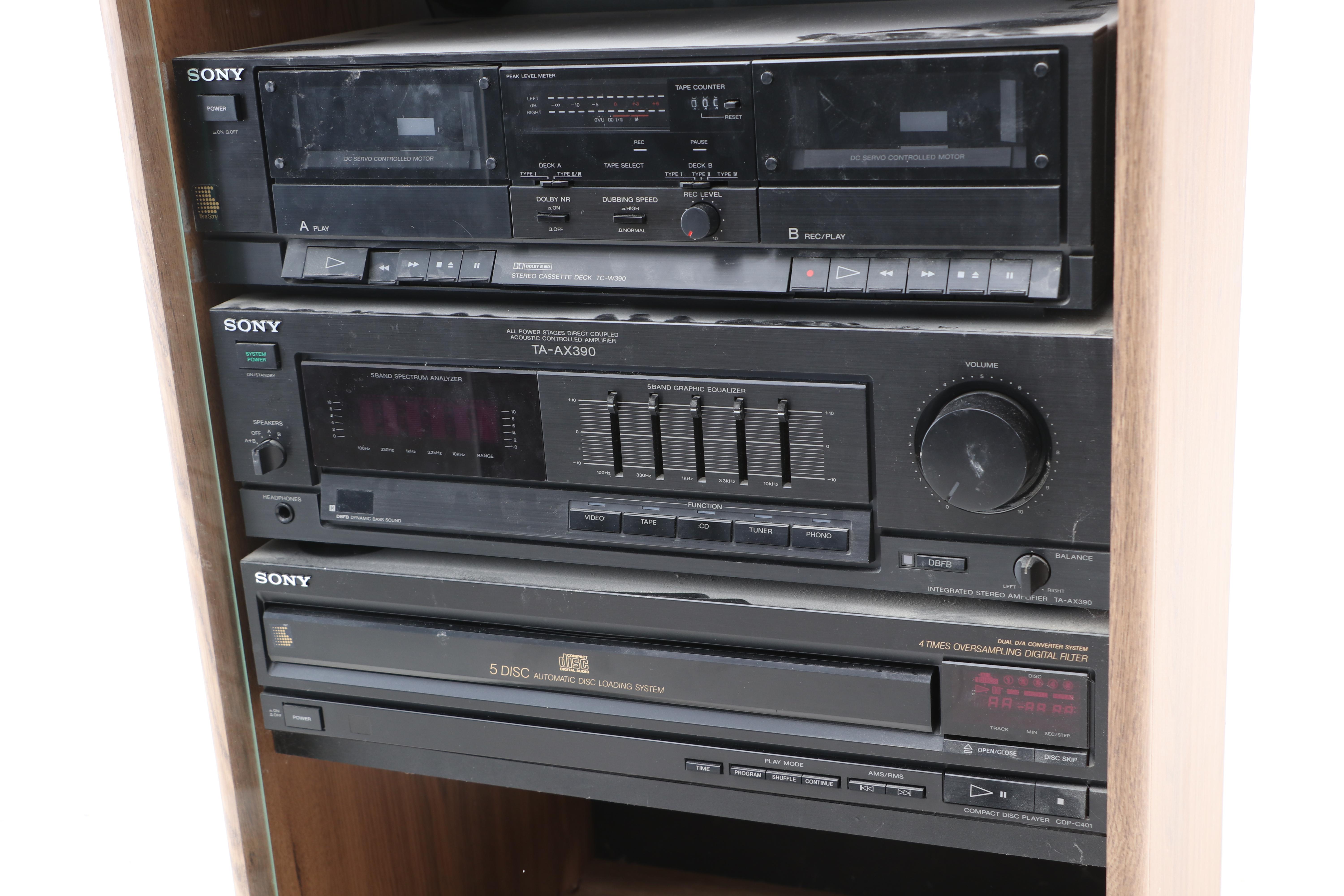 Sony Audio Rack System in Glass Front Cabinet