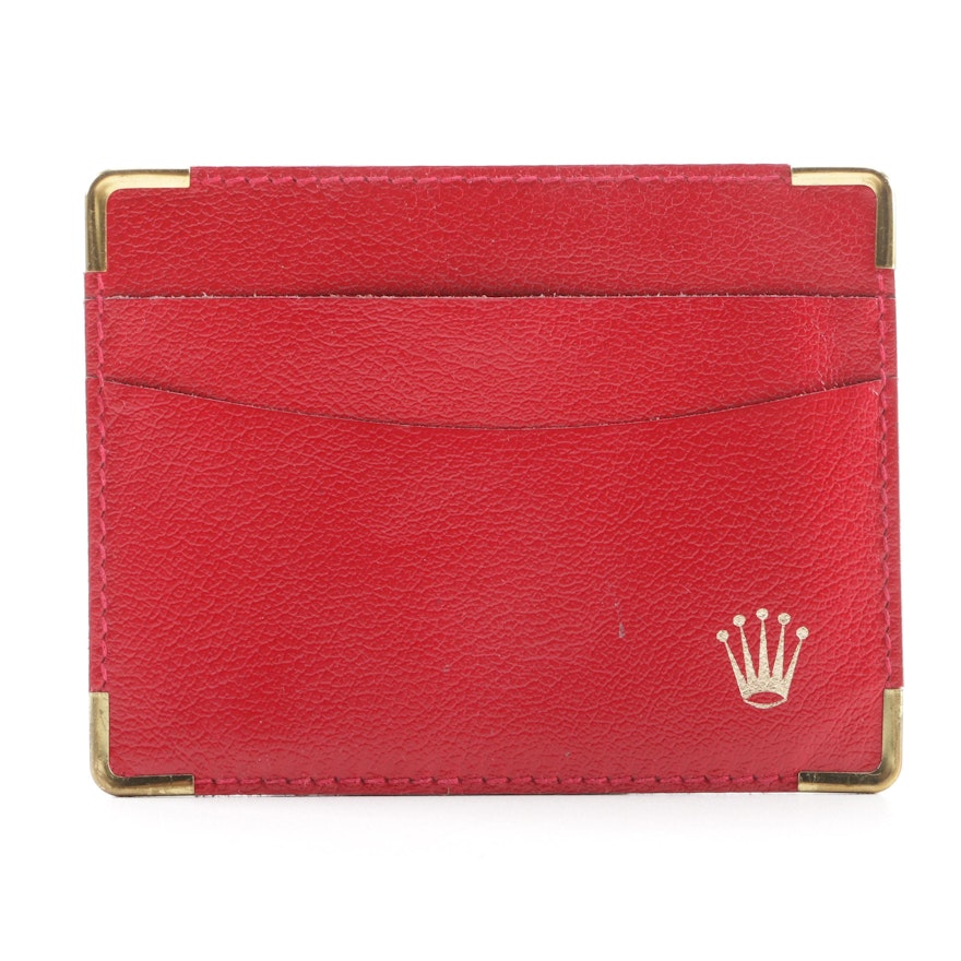 Rolex Red Pebbled Leather Card Case