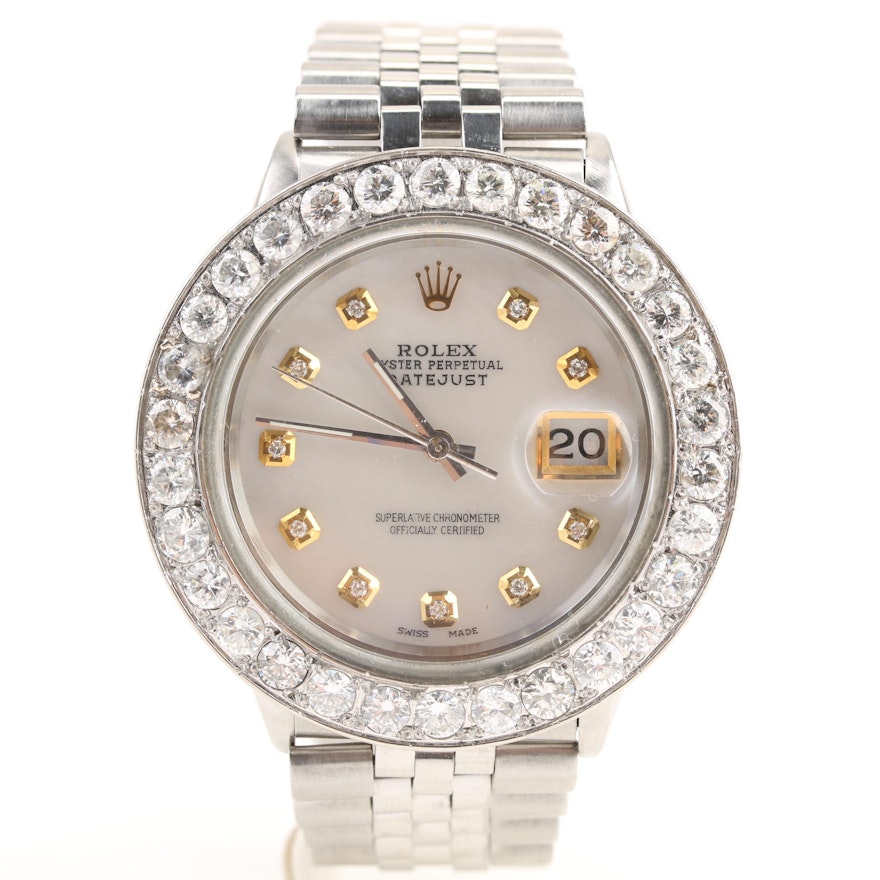 Rolex Datejust Mother of Pearl and 4.30 CTW Diamond Wristwatch, 1989