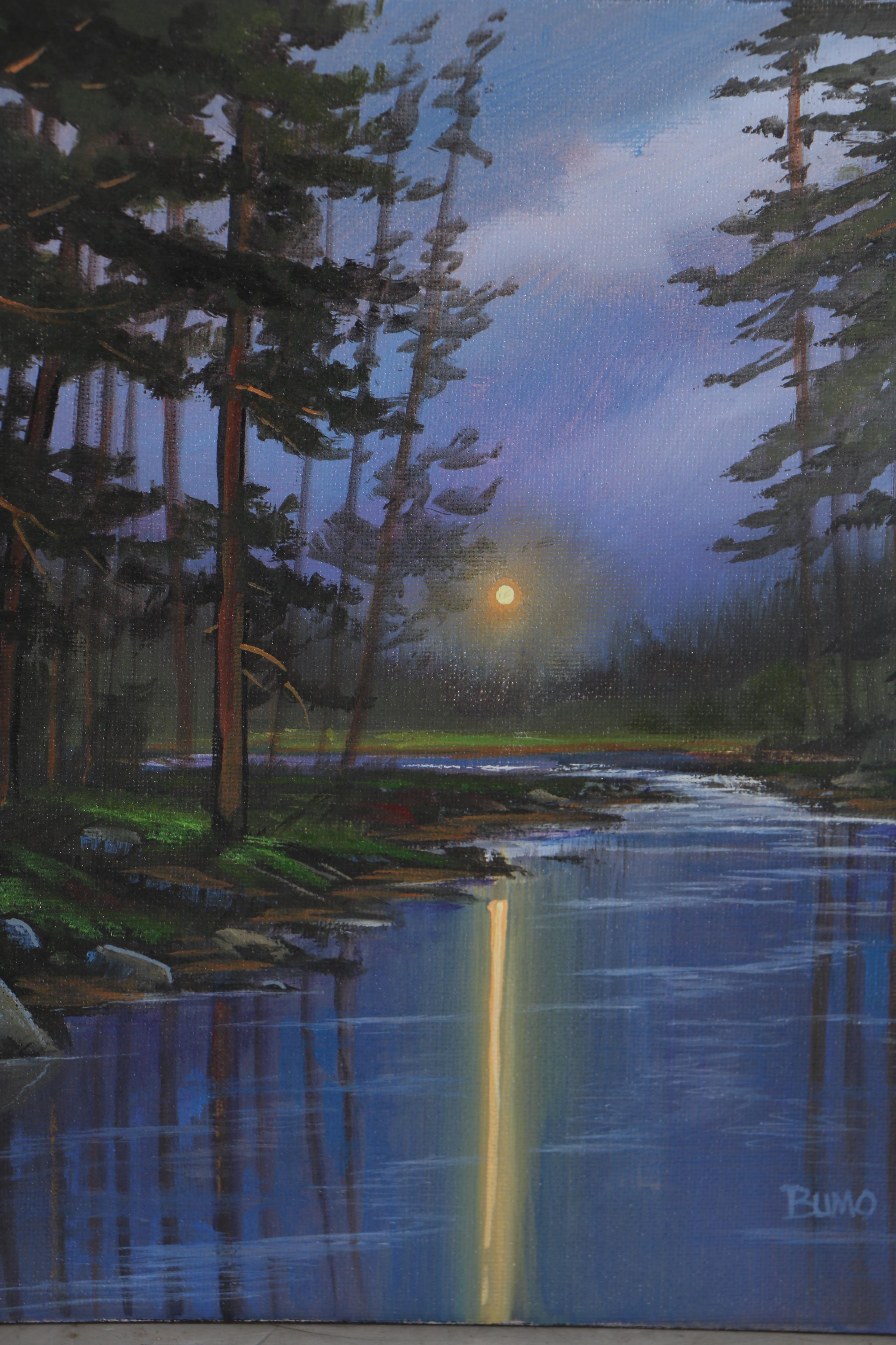 Douglas "Bumo" Johnpeer Oil Painting "Forest Mist"