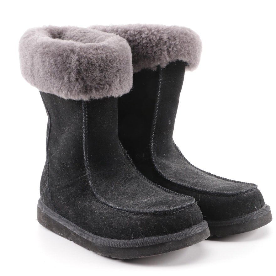 UGG Black Sheepskin Suede Gray Shearling Boots
