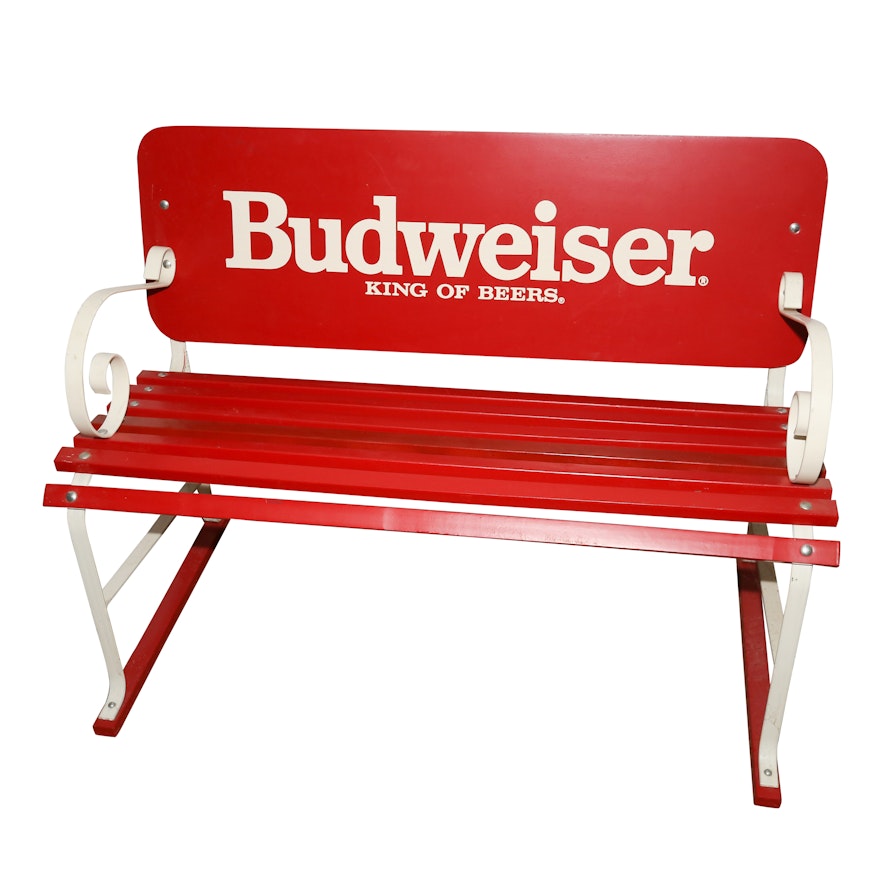 Painted Wood and Metal "Budweiser" Bench, Late 20th Century