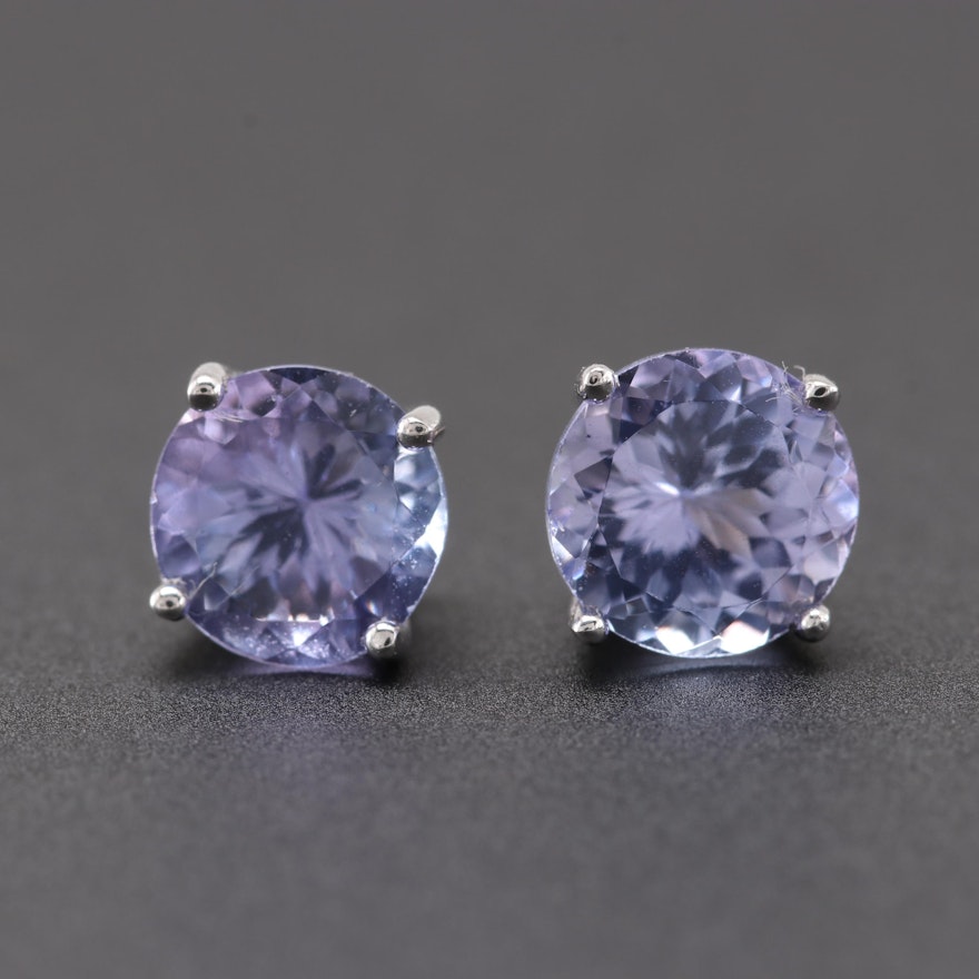 14K White Gold Tanzanite Stud Earring