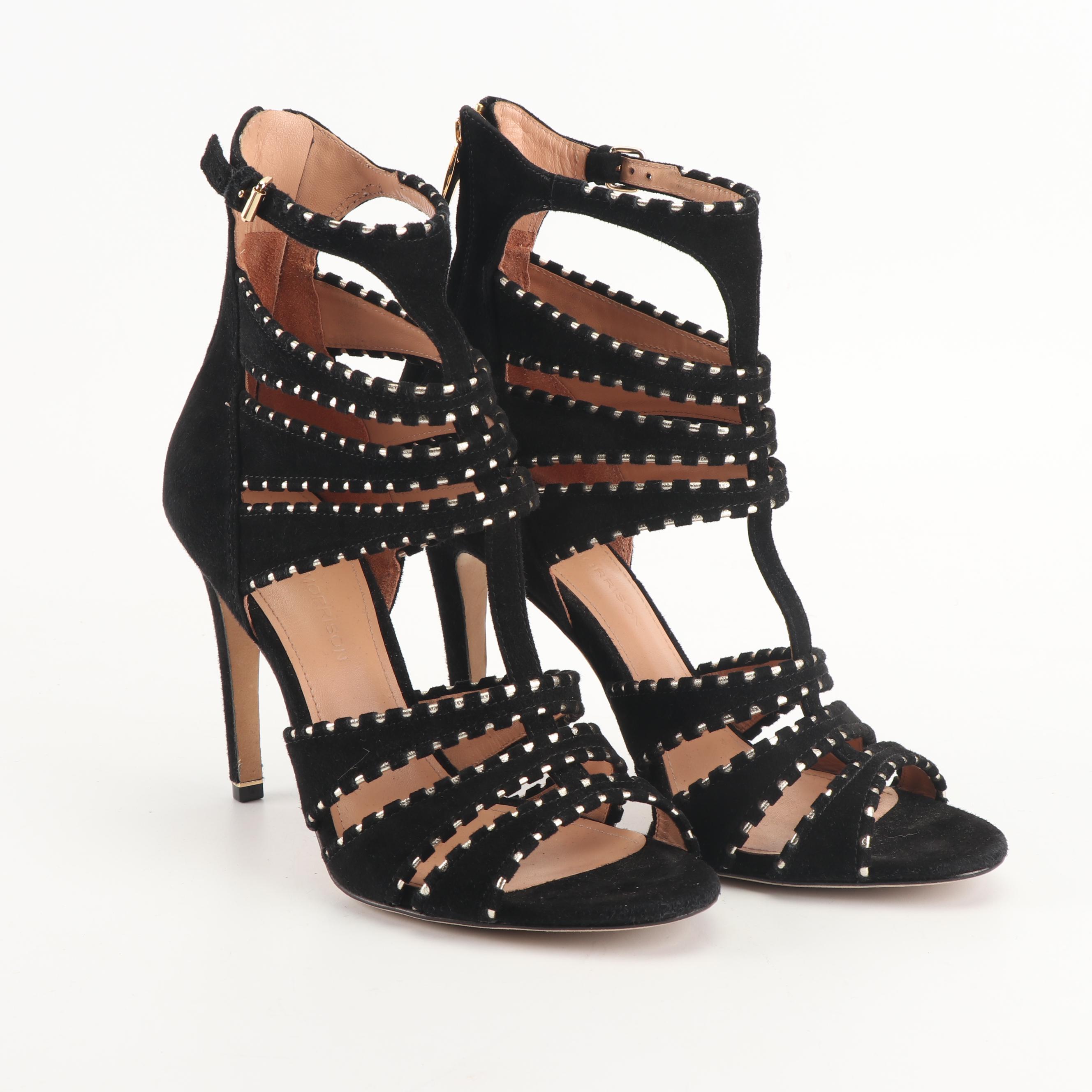 Sigerson Morrison Black Suede High-Heeled Dress Sandals