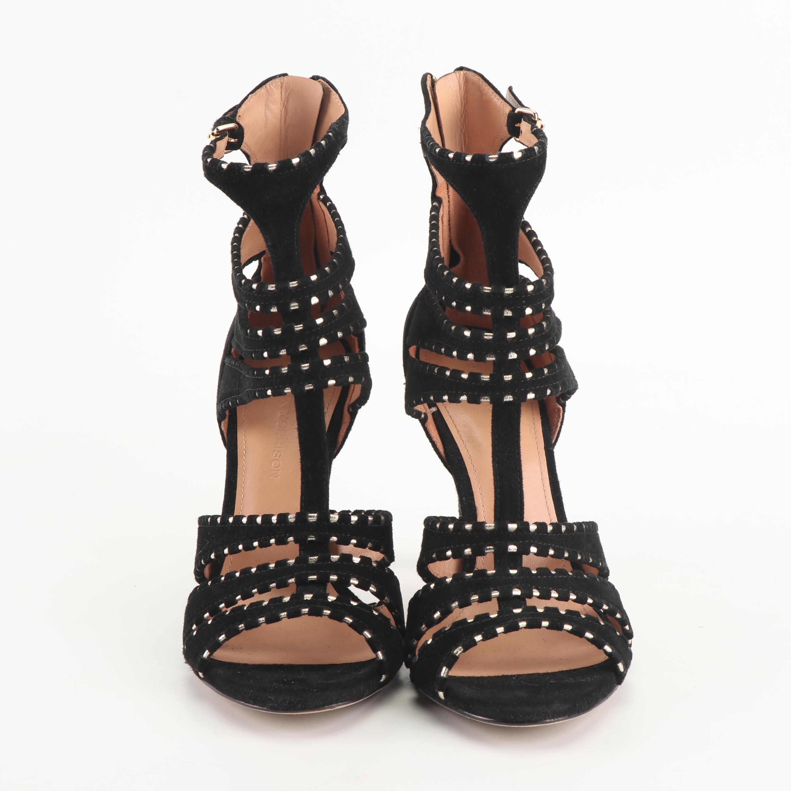 Sigerson Morrison Black Suede High-Heeled Dress Sandals