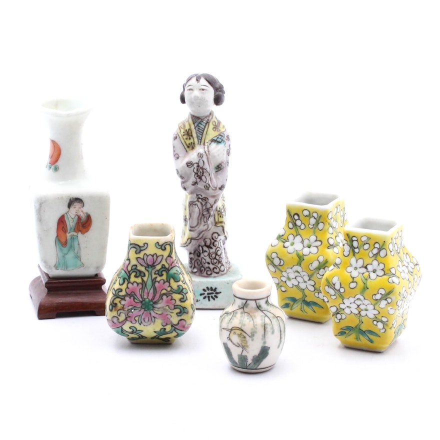 Vintage Chinese Miniature Figurine and Vases