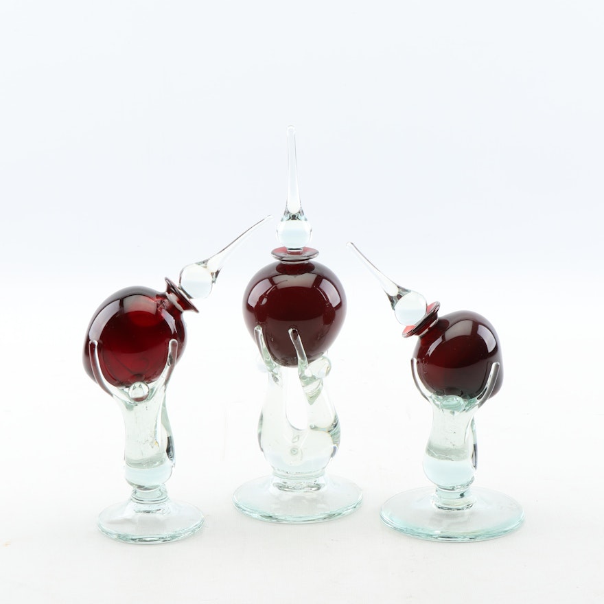 Chuck Simpson Figural Blown Glass Perfume Bottles