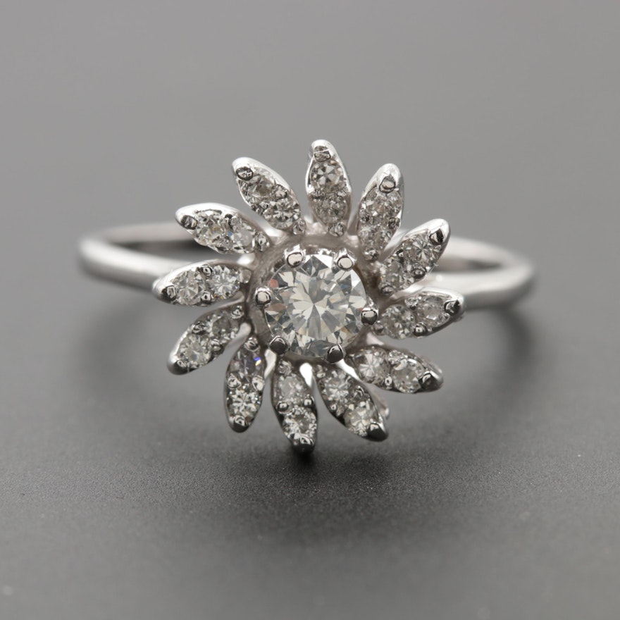 14K White Gold Diamond Ring