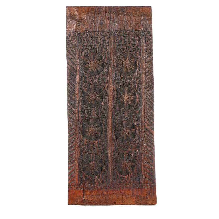 Northern European Style Hand-Carved Wood Panel