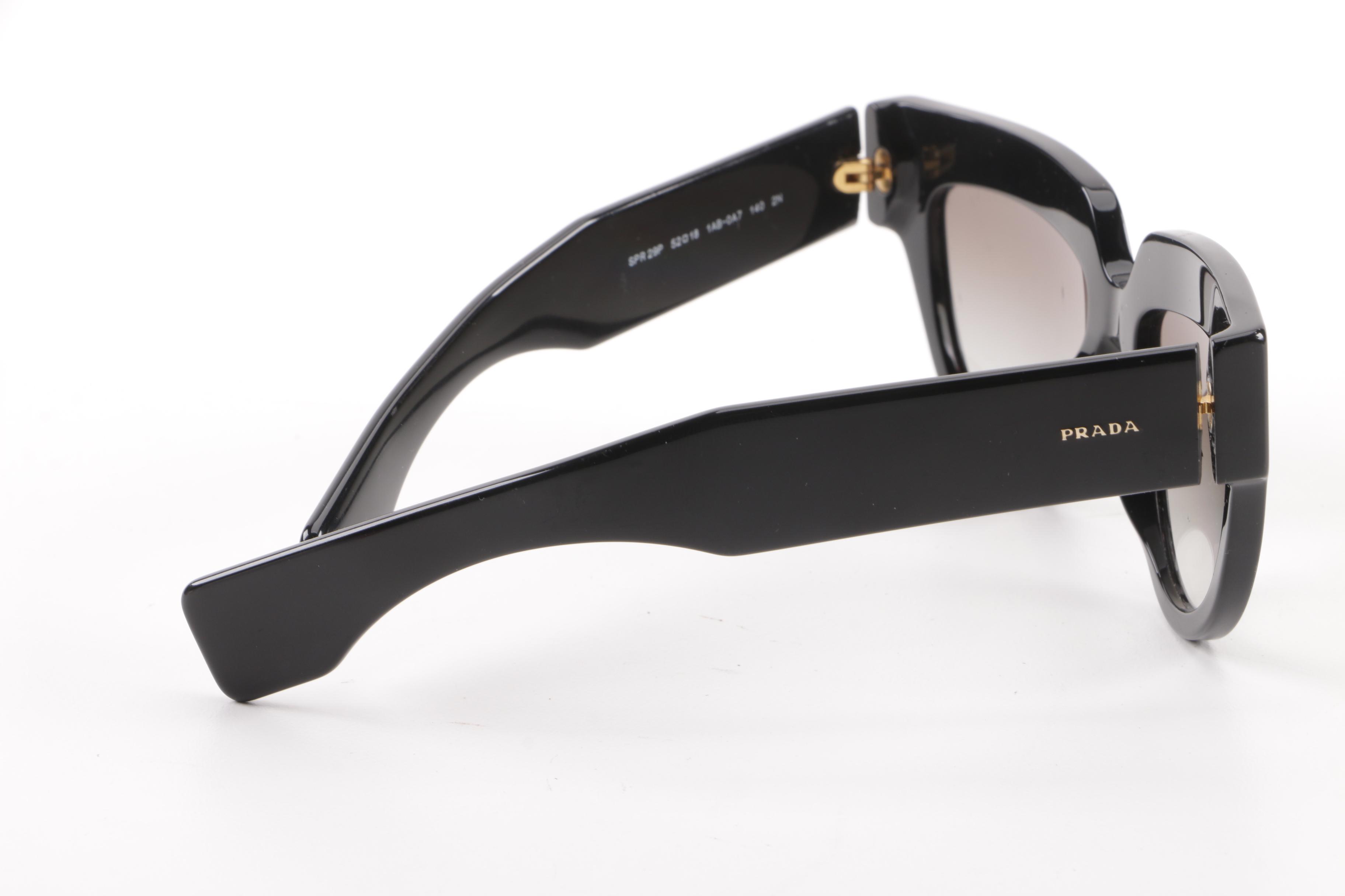 Prada SPR 29P Black Modified Cat Eye Sunglasses