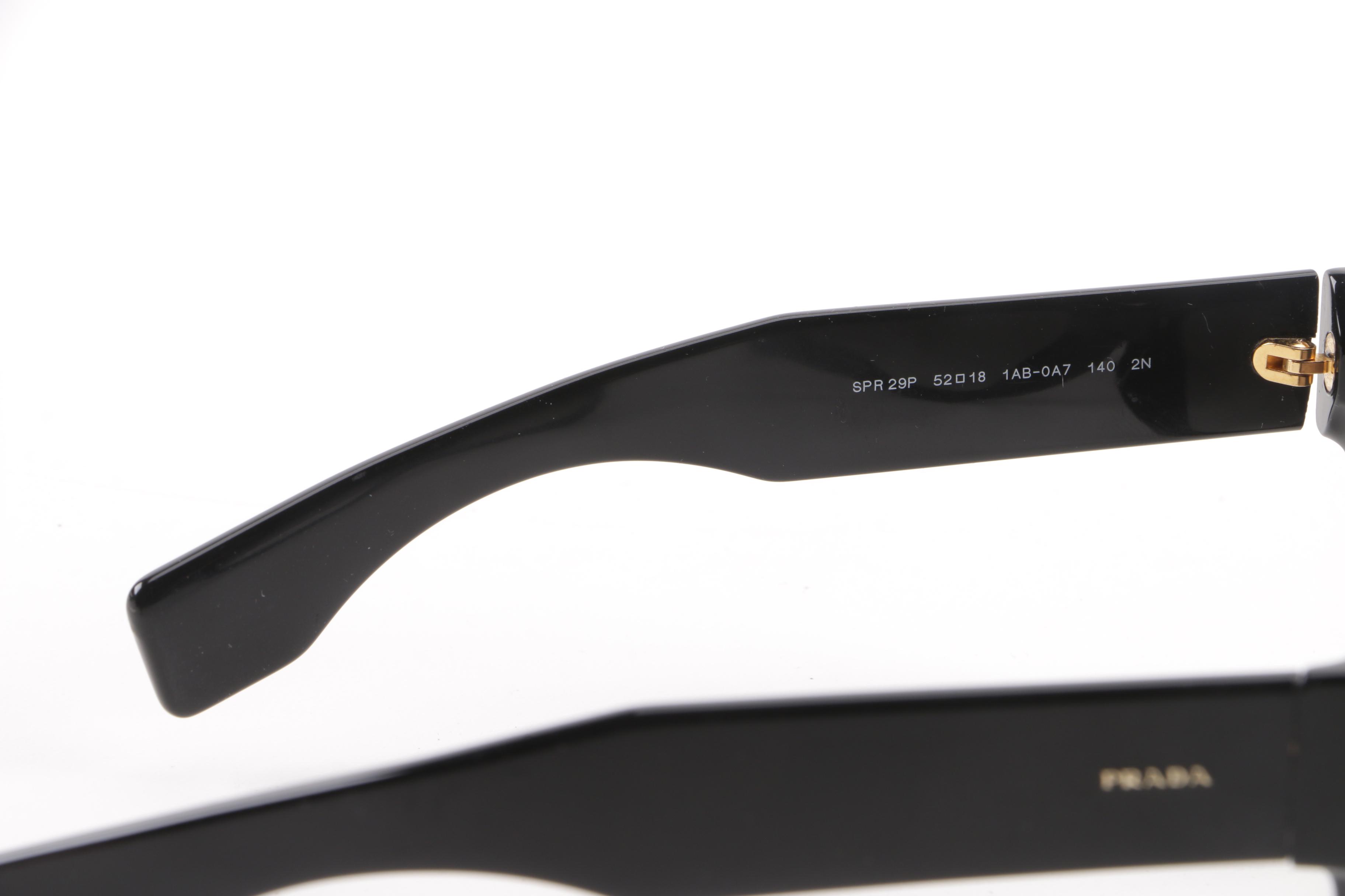 Prada SPR 29P Black Modified Cat Eye Sunglasses