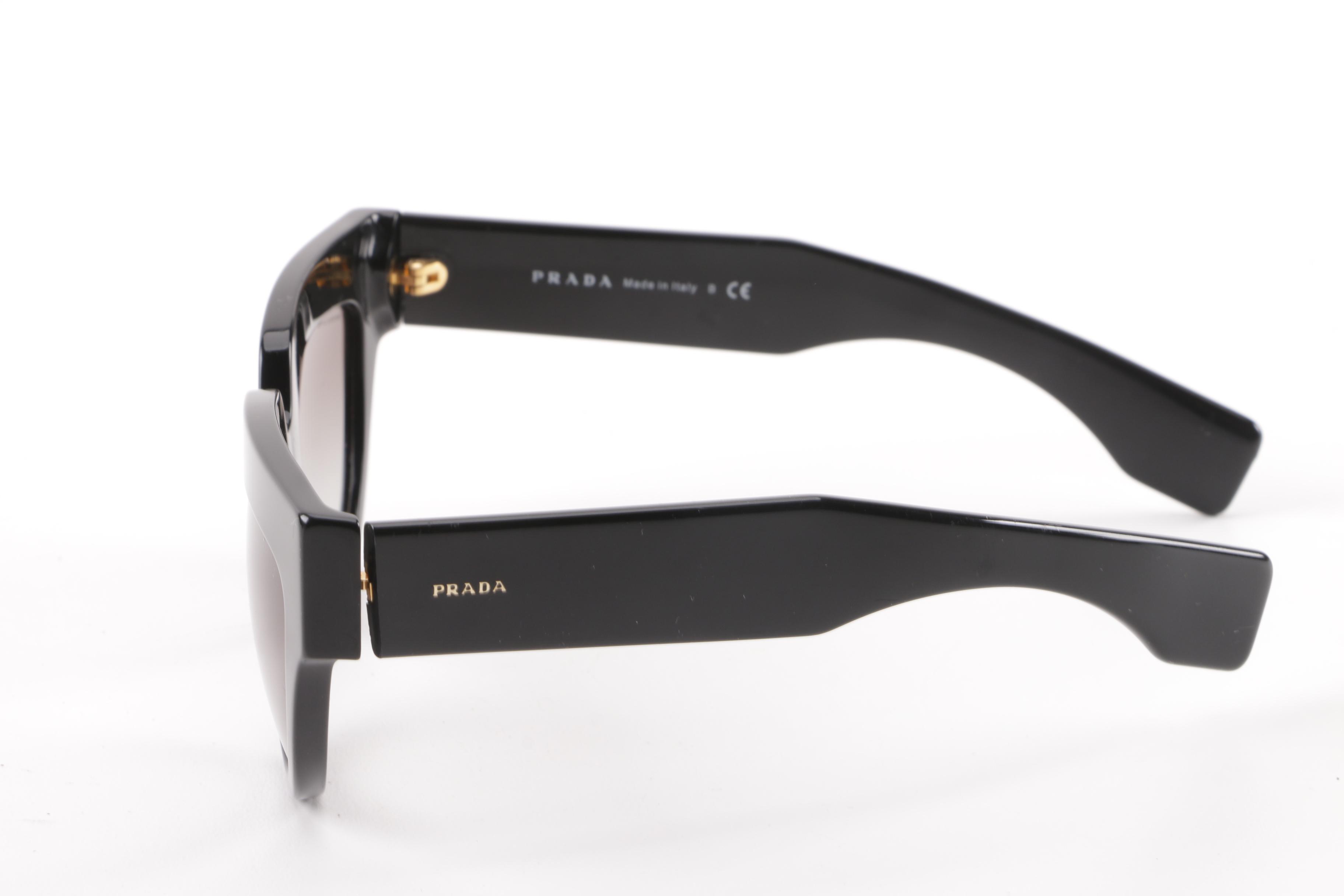 Prada SPR 29P Black Modified Cat Eye Sunglasses