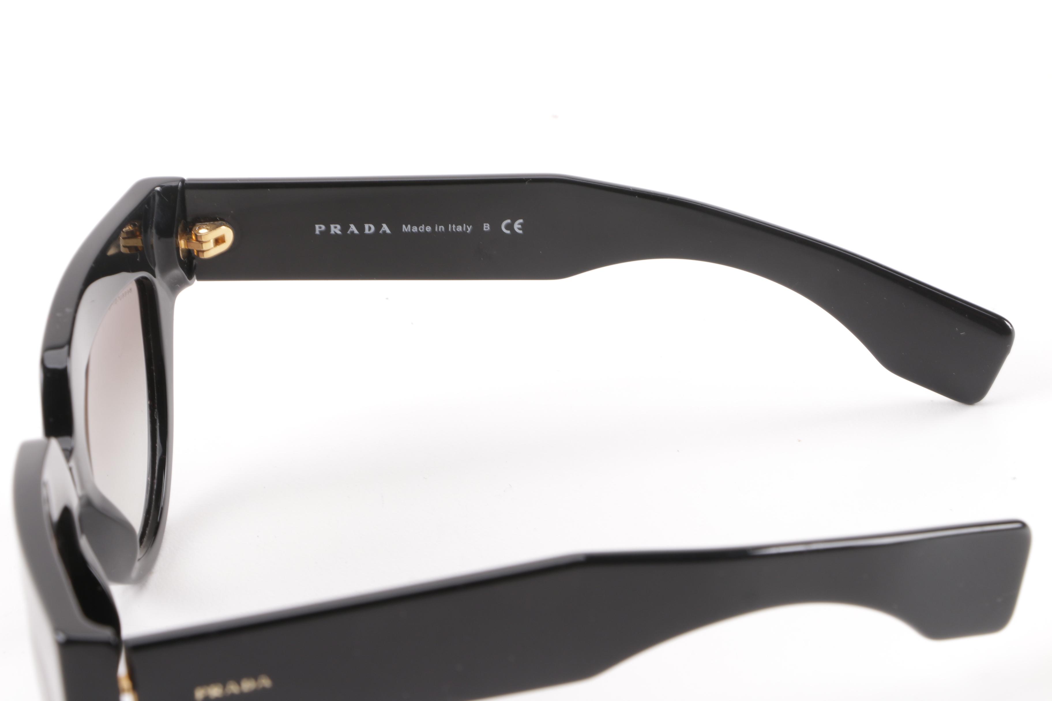 Prada SPR 29P Black Modified Cat Eye Sunglasses