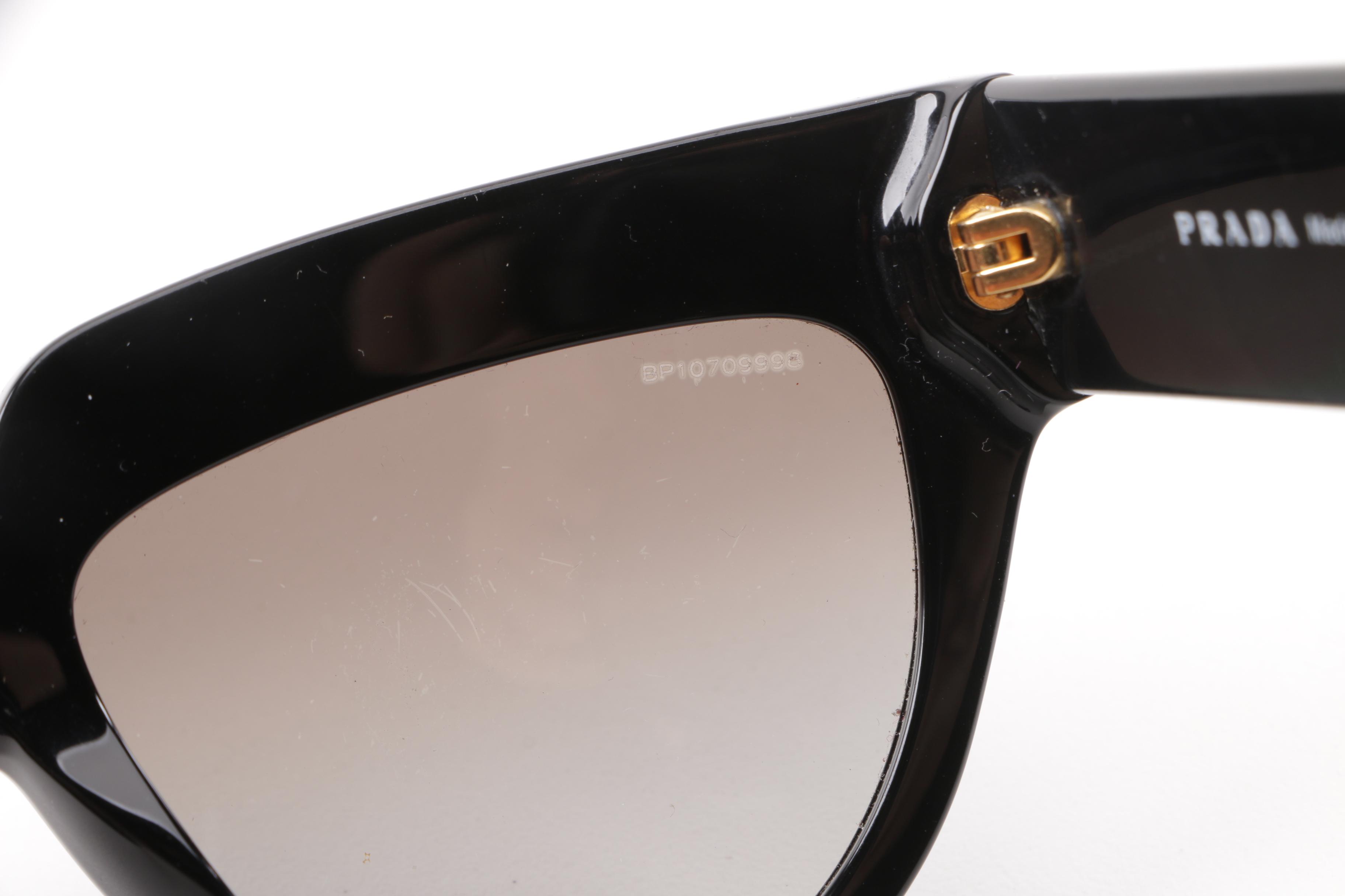 Prada SPR 29P Black Modified Cat Eye Sunglasses
