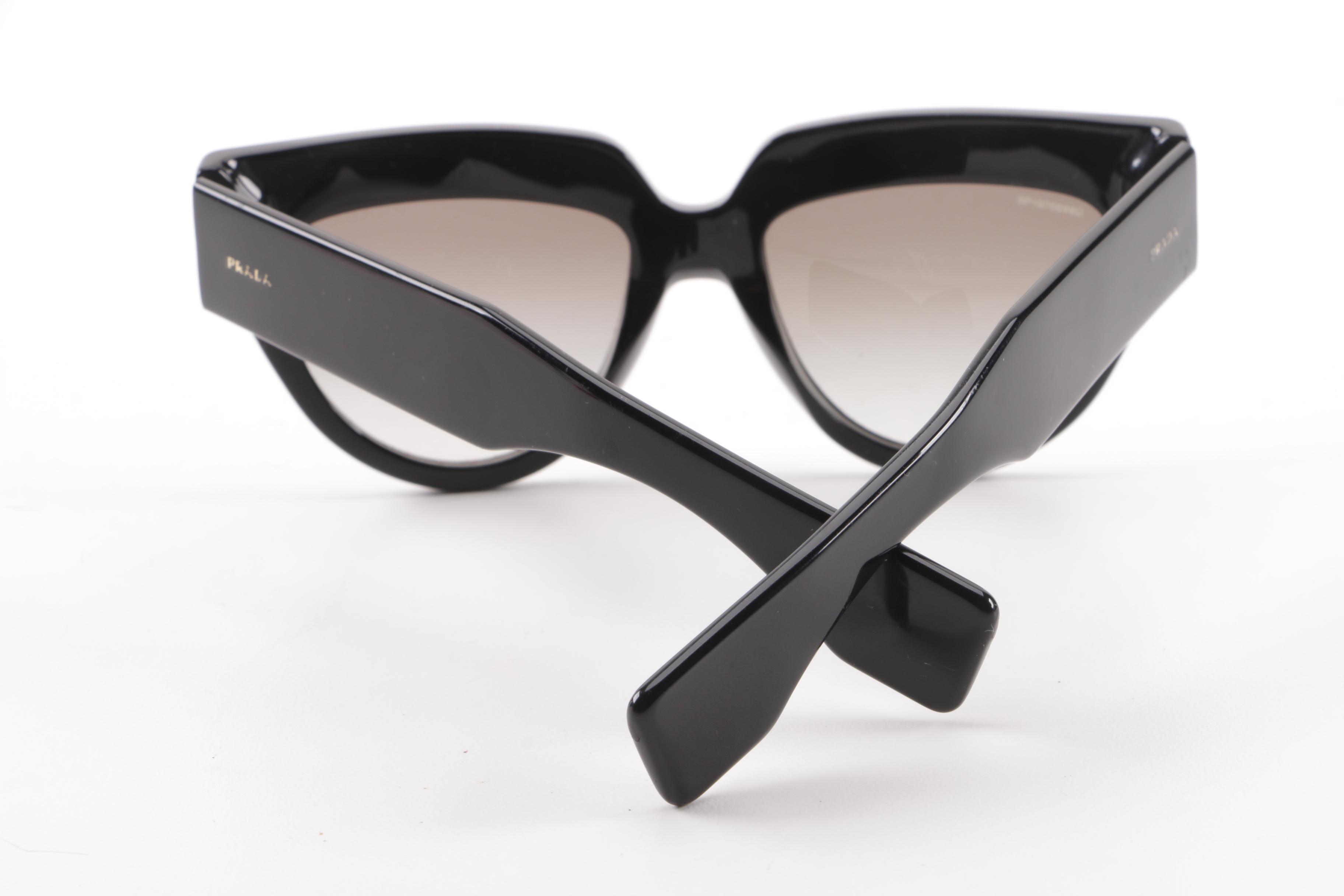 Prada SPR 29P Black Modified Cat Eye Sunglasses