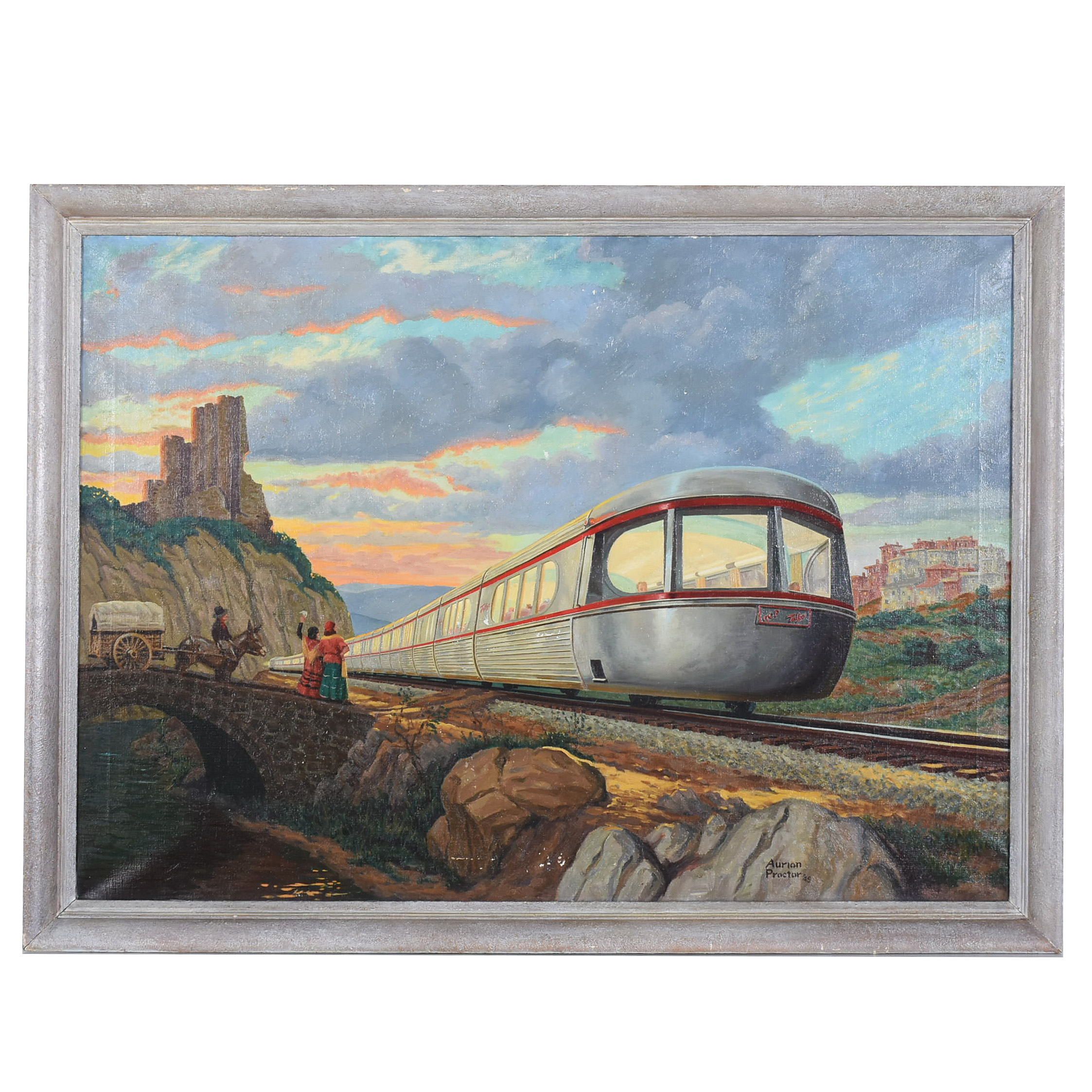 Aurion Proctor 1949 Oil Painting of the Talgo Train