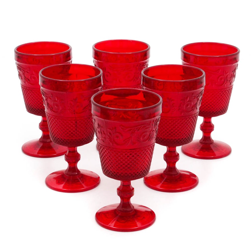 Johnson Brothers "Everyday Glass" Red Glass Water Goblets