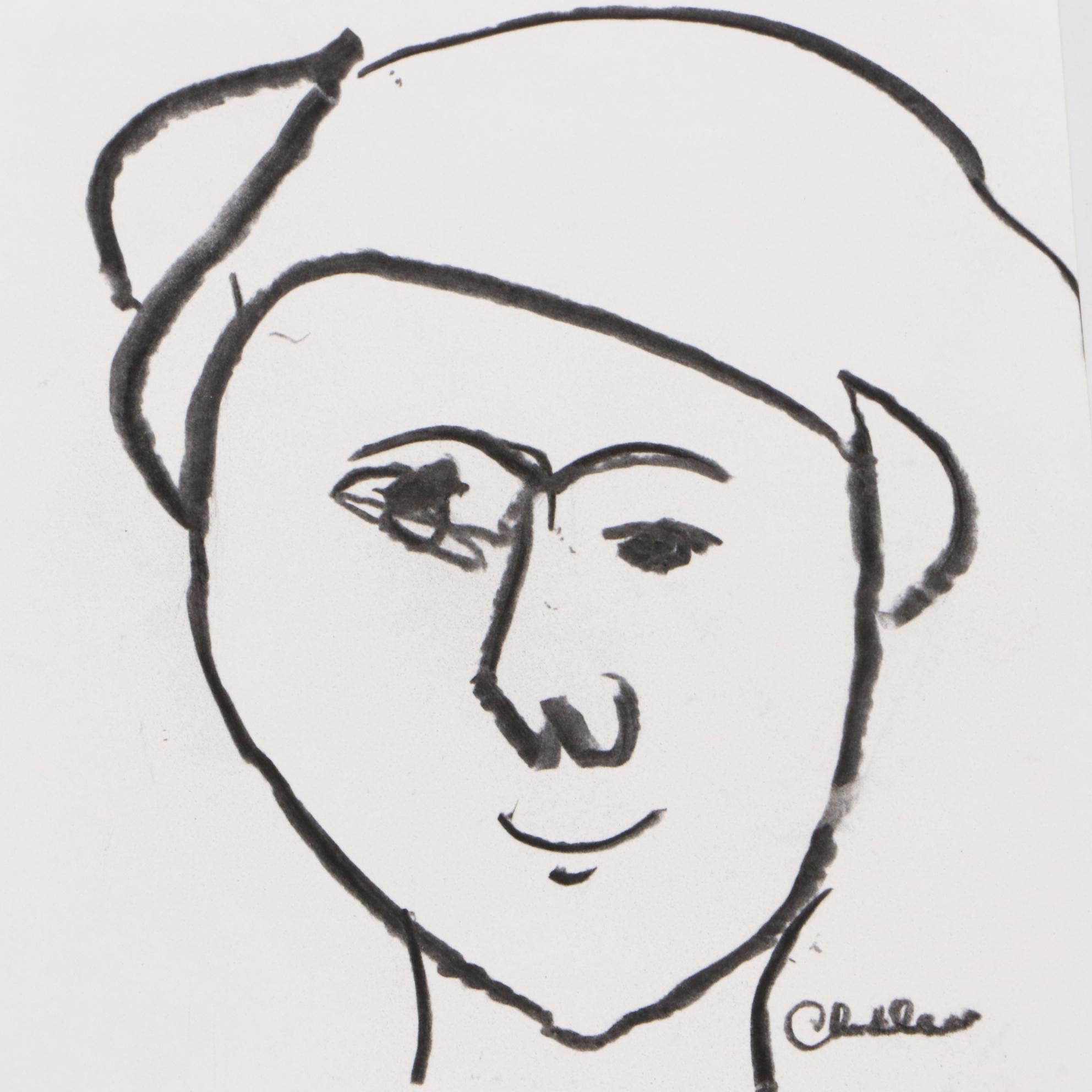 Paul Chidlaw Modernist Vine Charcoal Figurative Drawings