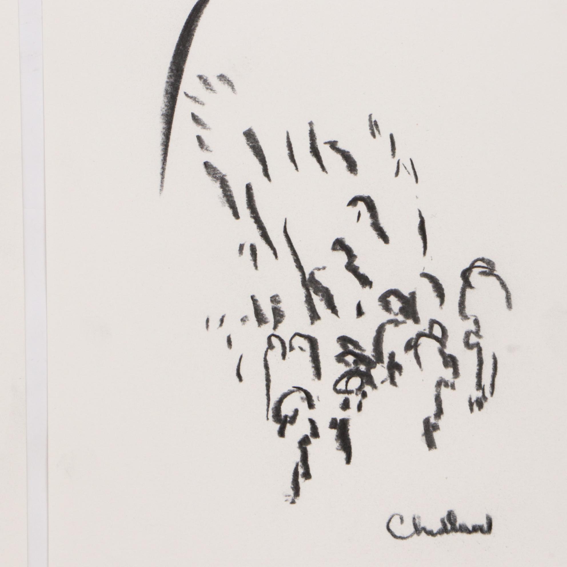 Paul Chidlaw Modernist Vine Charcoal Figurative Drawings