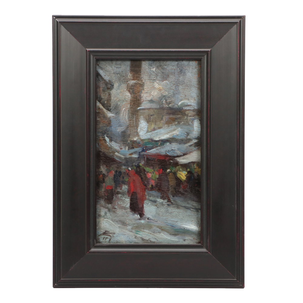 E.T. Hurley Oil Painting "Cityscape"