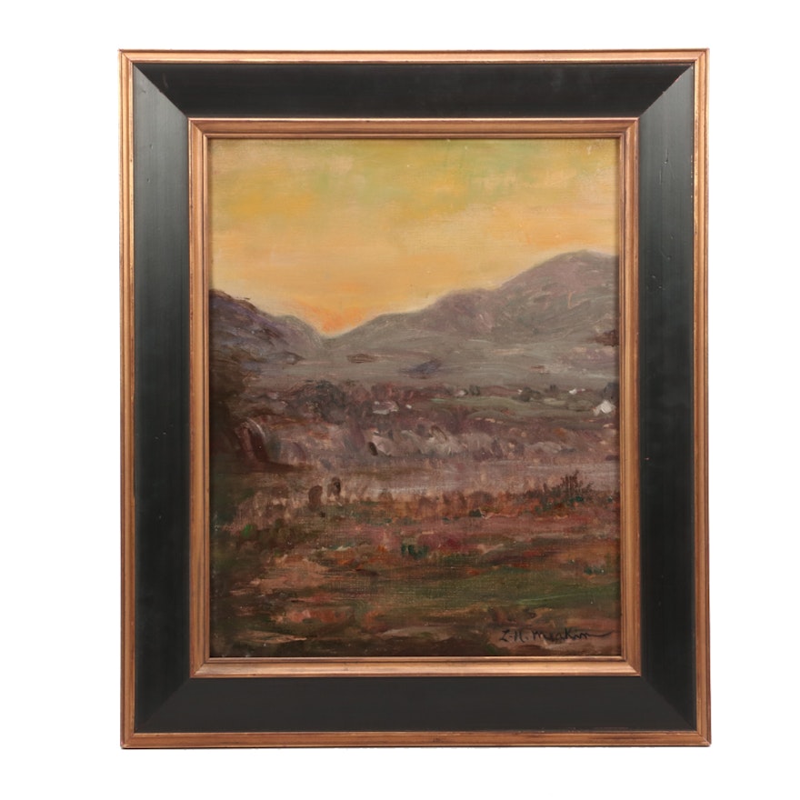 Lewis Henry Meakin Oil Painting "Landscape at Sunset"
