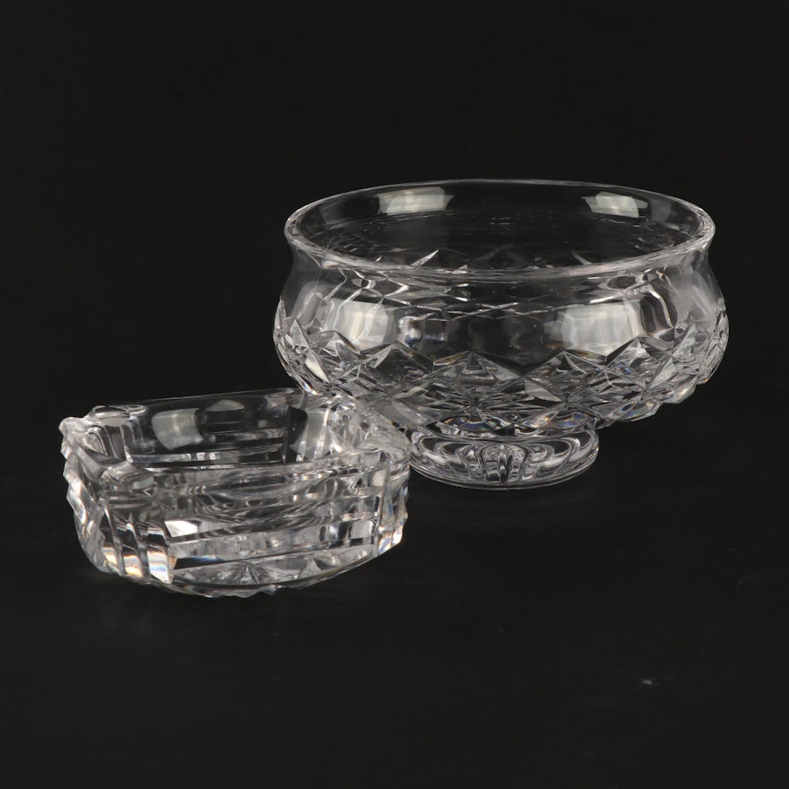 Waterford Crystal "Comeragh" Footed Bowl and Square Ash Receiver