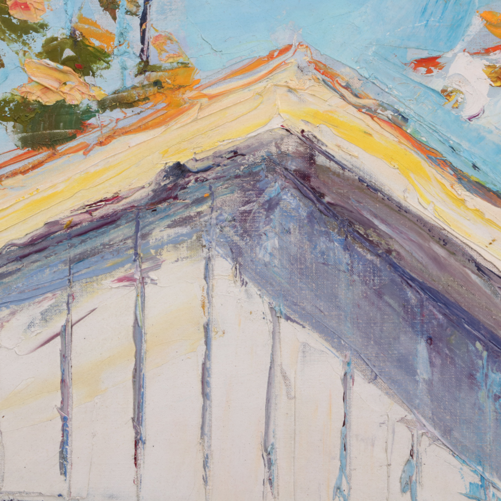 Emerson Burkhart 1967 Oil Painting of Covered Bridge