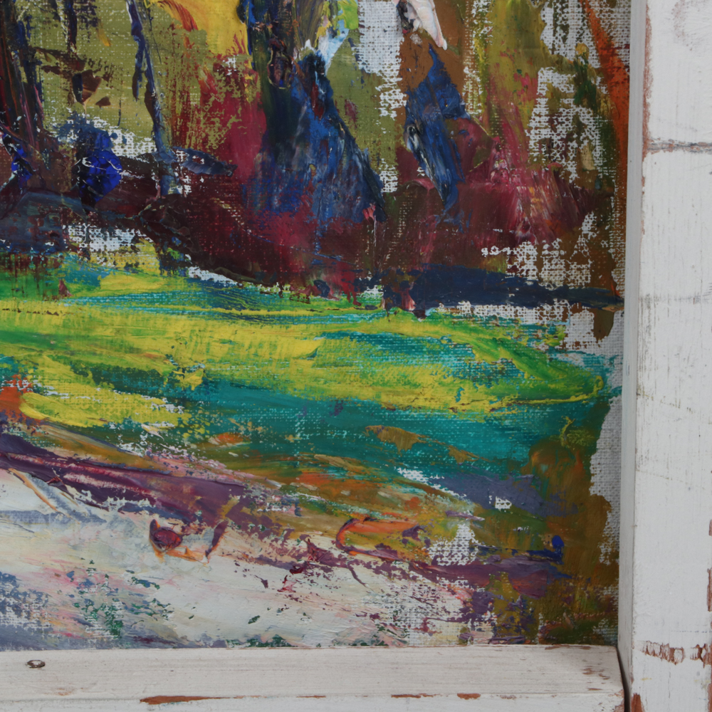 Emerson Burkhart 1967 Oil Painting of Covered Bridge