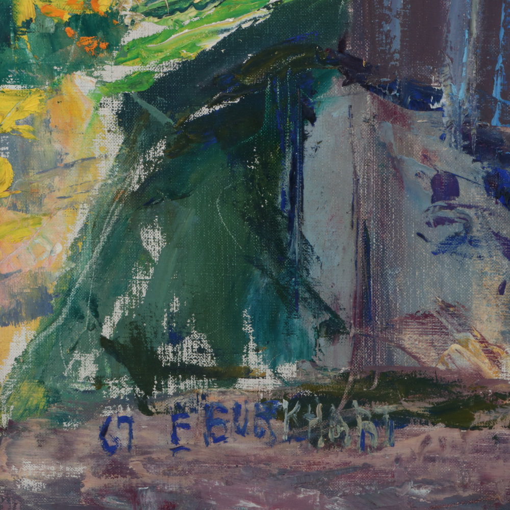 Emerson Burkhart 1967 Oil Painting of Covered Bridge