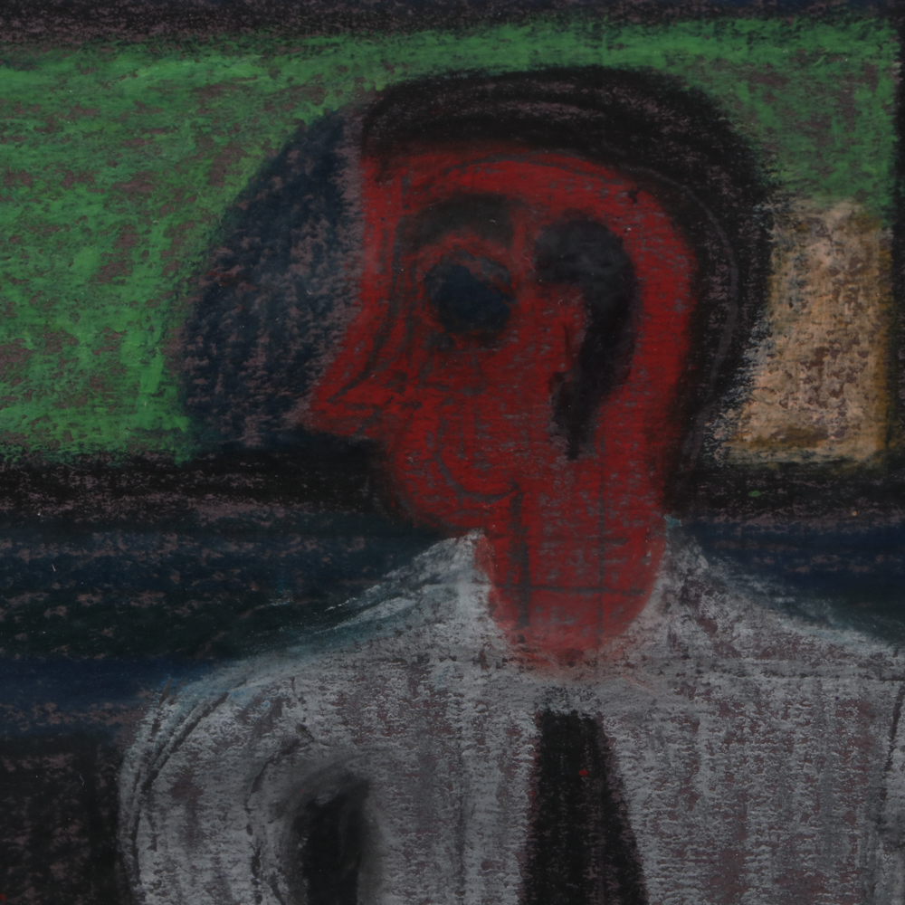 Eddie Arning Naive Cray-Pas Oil Pastel Drawing